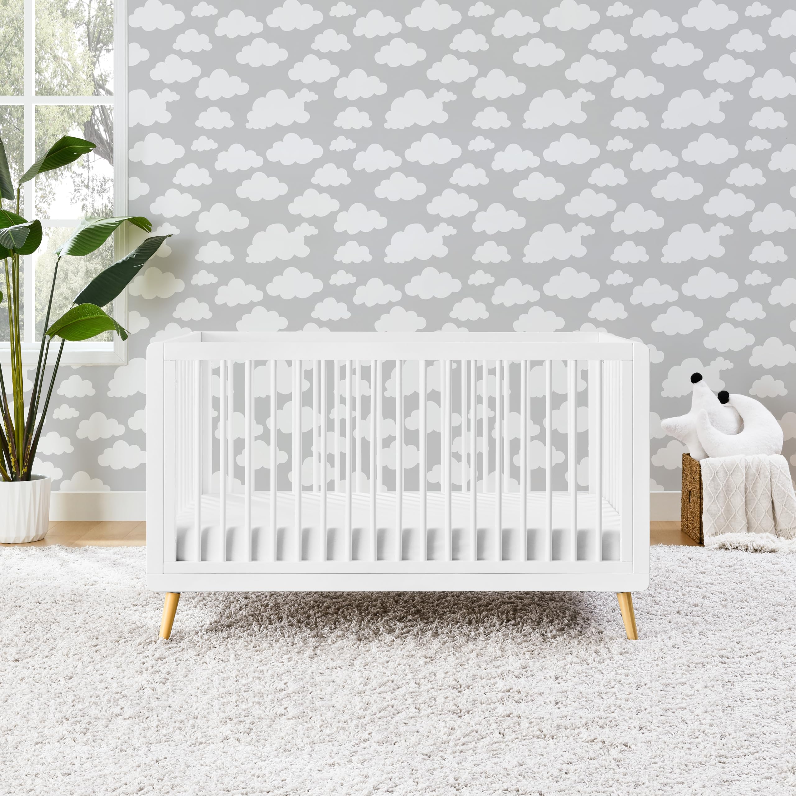 Tatum 3-in-1 Convertible Crib, White Finish, Solid Wood, Adjustable Mattress Height