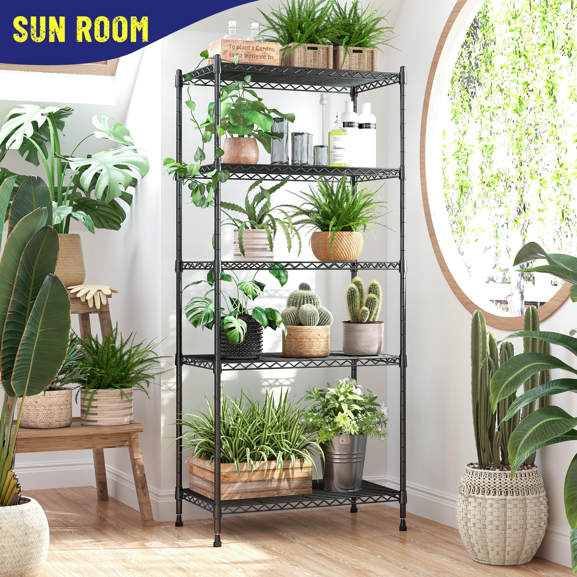 5-Tier Wire Storage Shelving Unit Heavy Duty Metal Rack