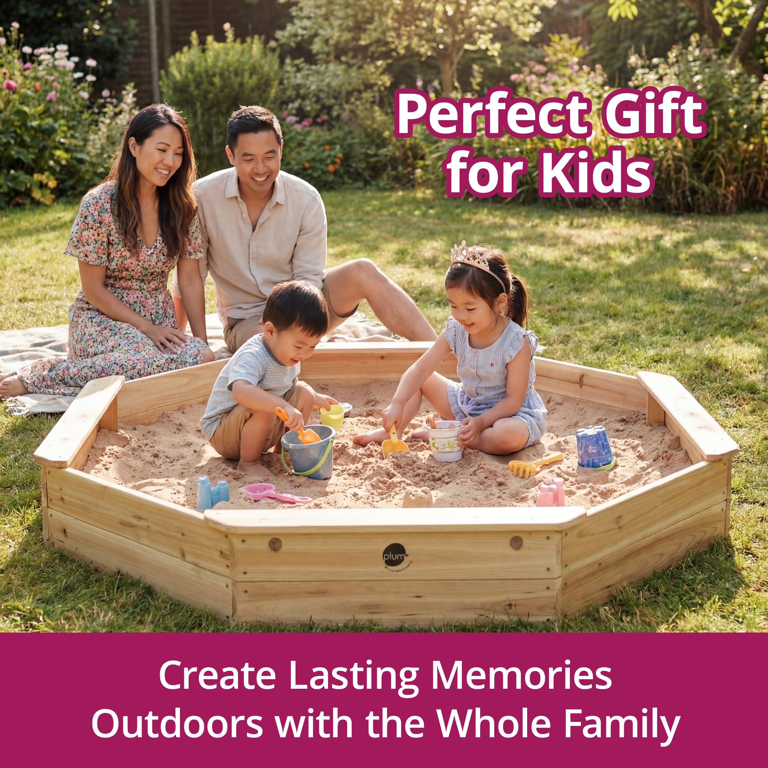 Wooden Octagon Sandbox with Cover