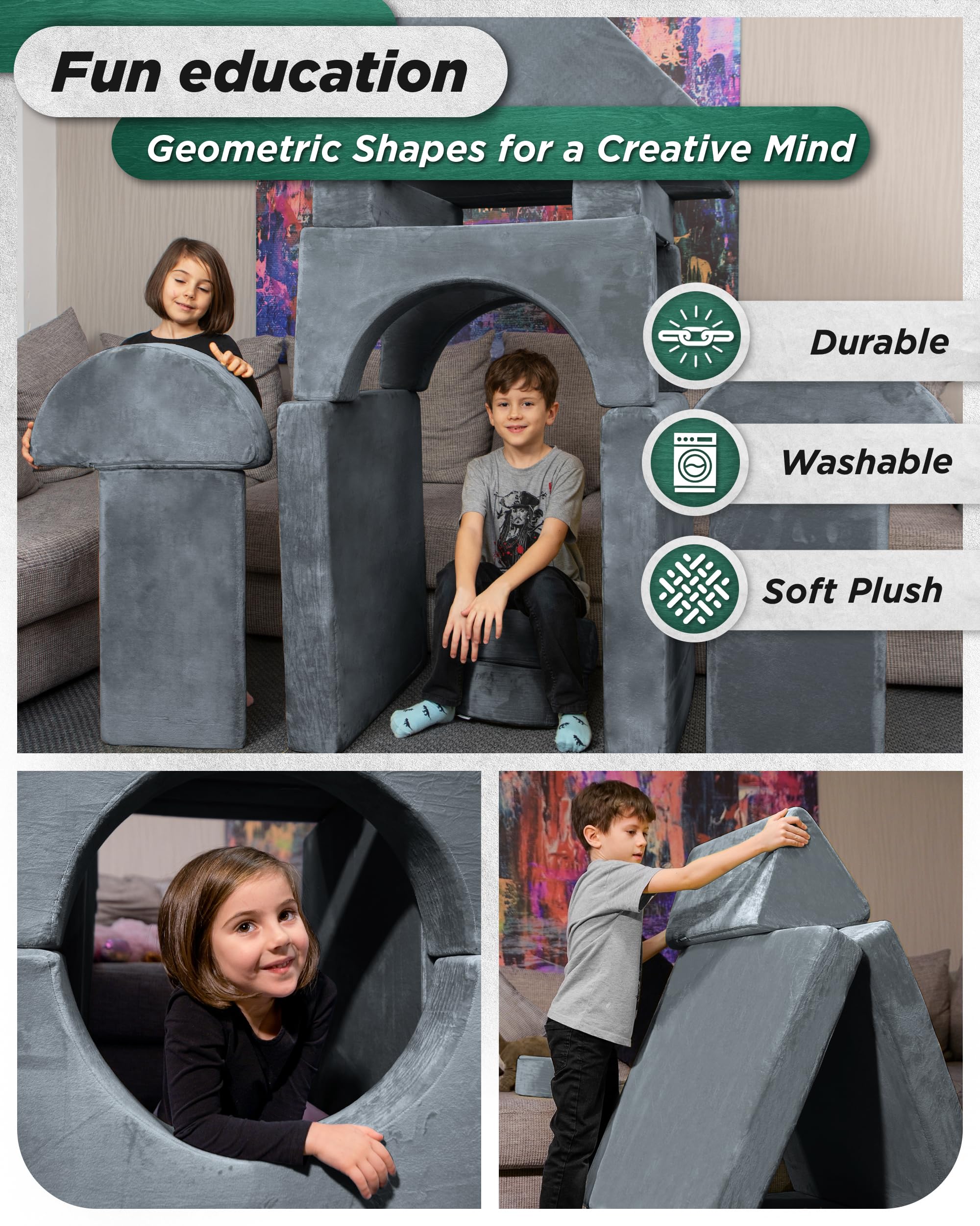 14-Piece Modular Kids Play Couch with Washable Covers