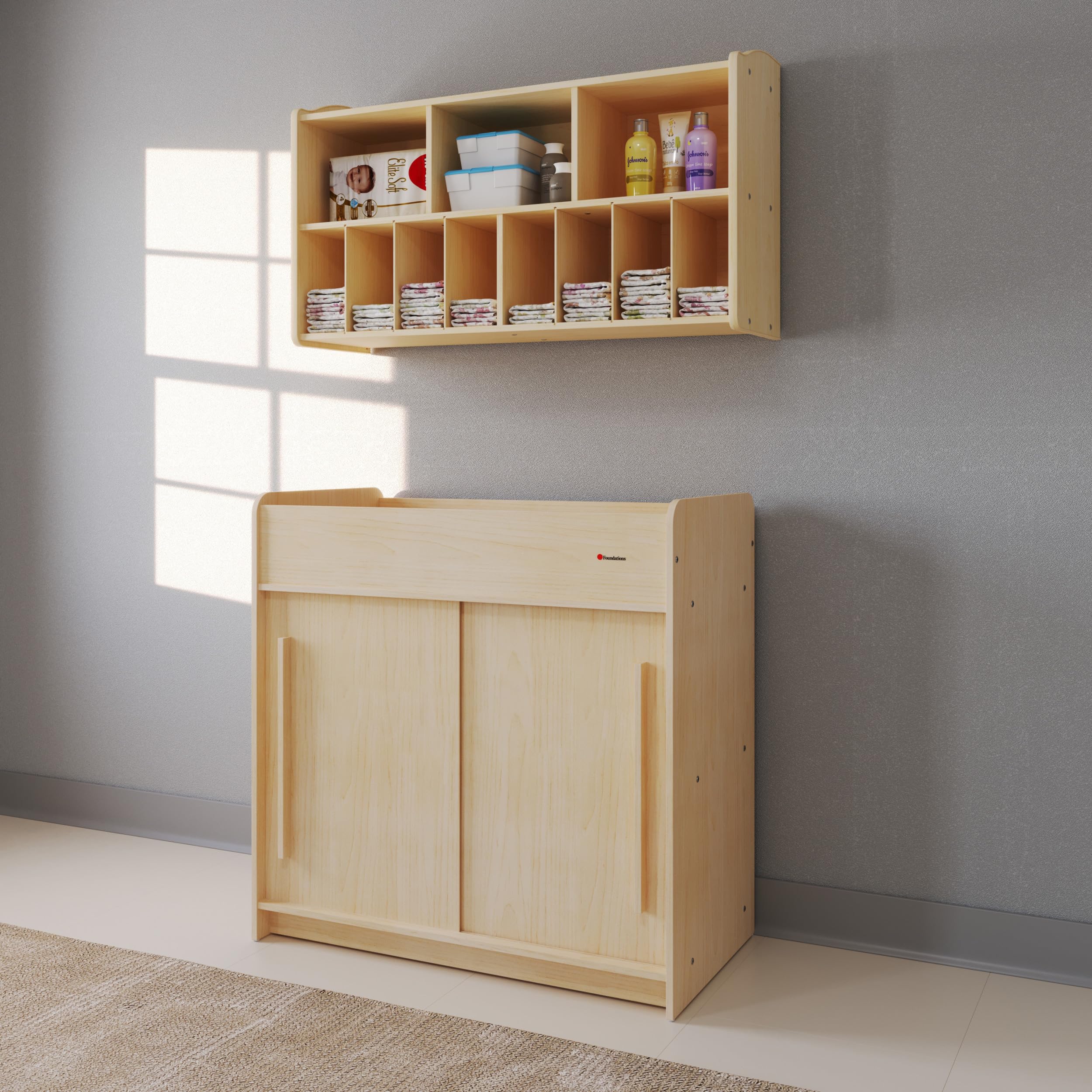 SafeGlide Daycare Changing Table, Durable Wood Construction