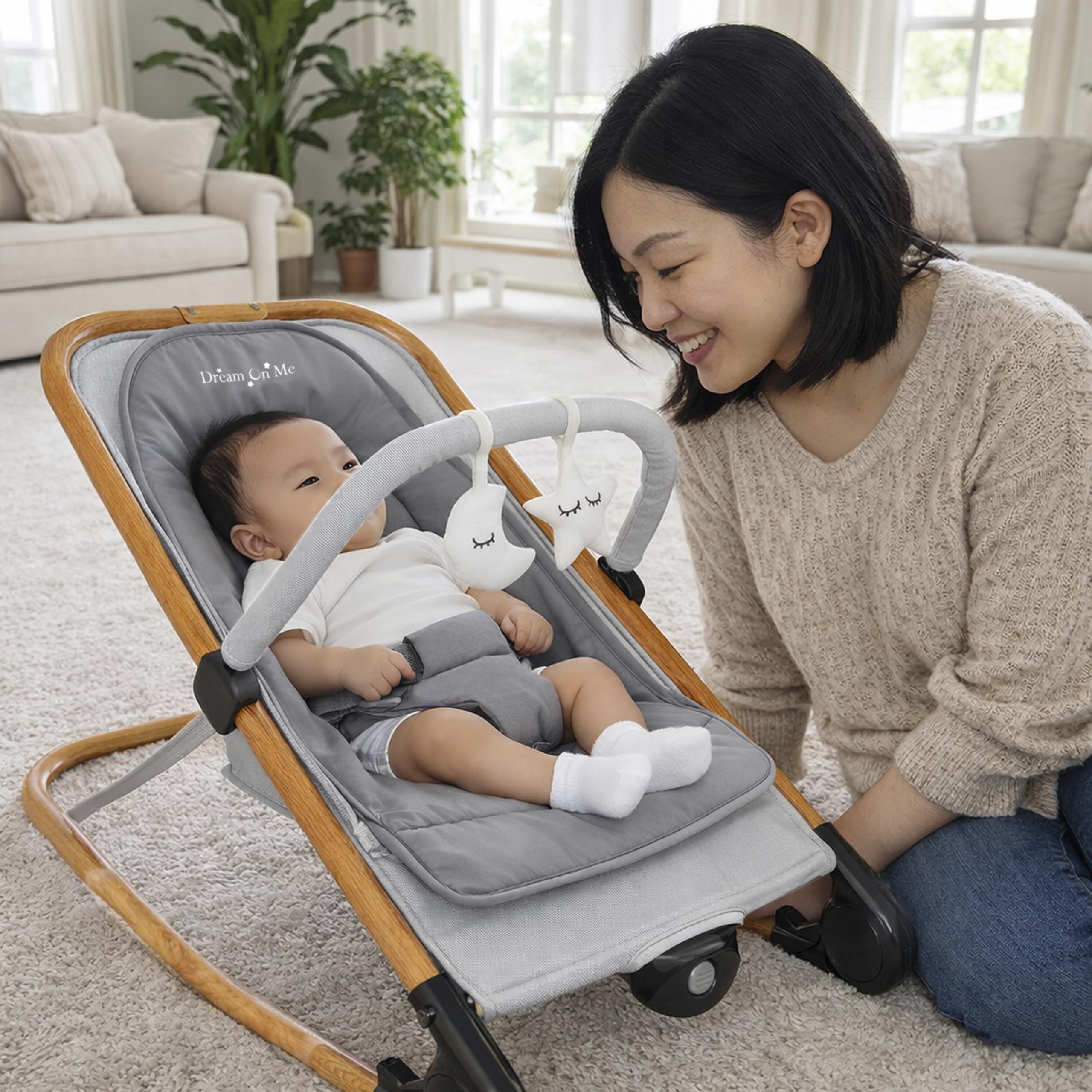 2-in-1 Baby Rocker and Stationary Seat with Adjustable Recline
