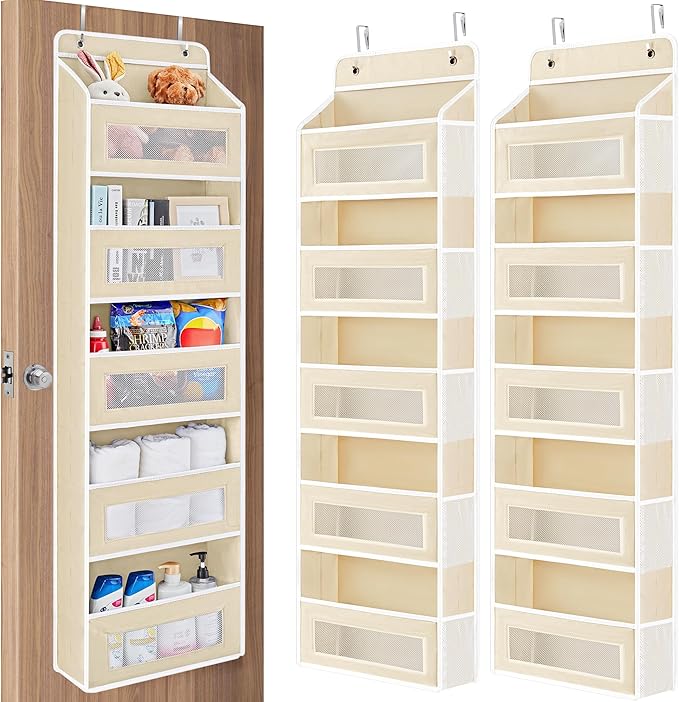 Over The Door Organizer Storage, 5 Shelf Hanging Door Organizer with 5 Large