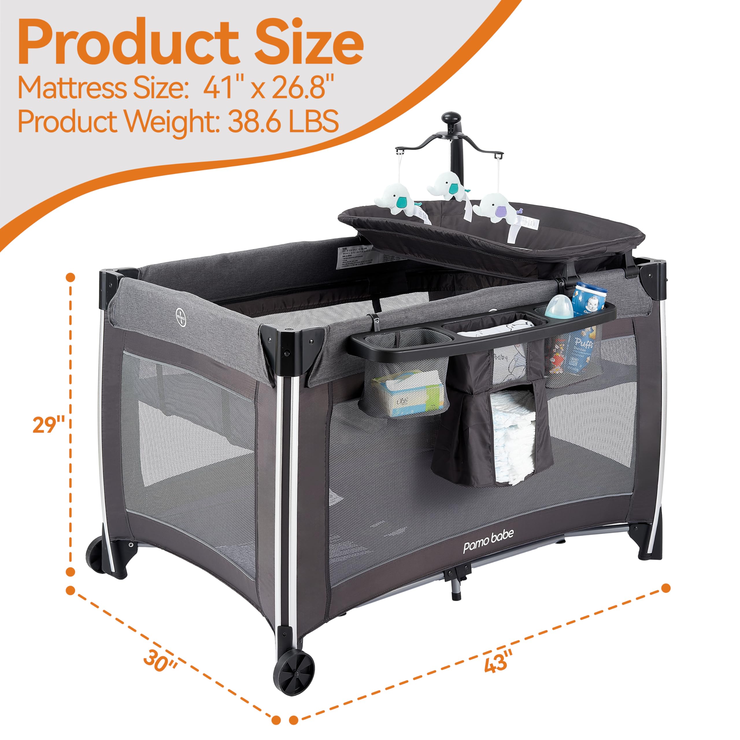 4-in-1 Portable Baby Playard with Bassinet and Changing Table