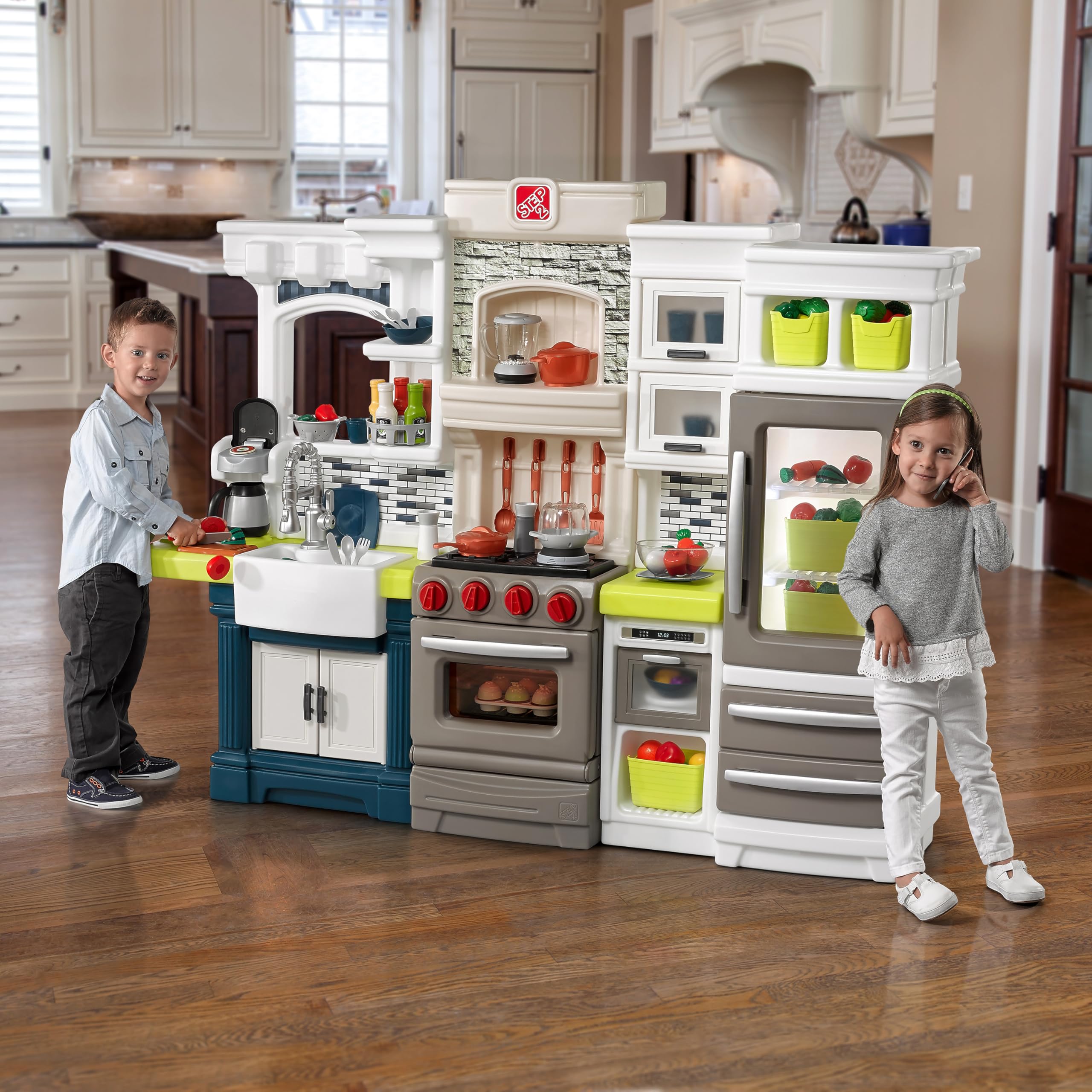 Elegant Edge Kids Kitchen Playset, Indoor/Outdoor Kitchenette, Interactive Play