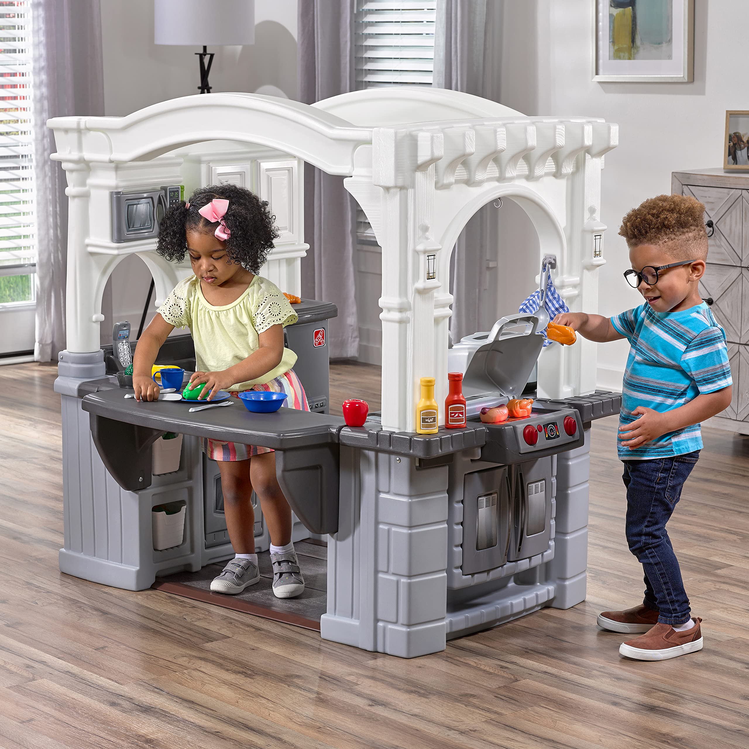 Grand Walk-in Kitchen & Grill Kids Playset, Indoor/Outdoor Kitchenette