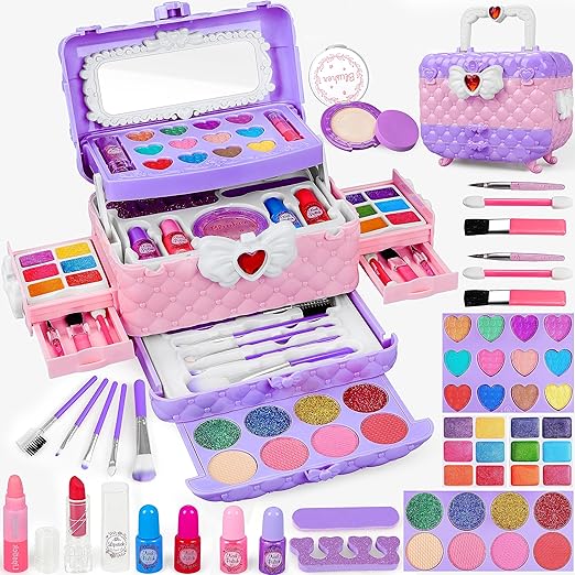 Makeup Kit for Girls, Princess Real Washable Pretend Play Cosmetic Set