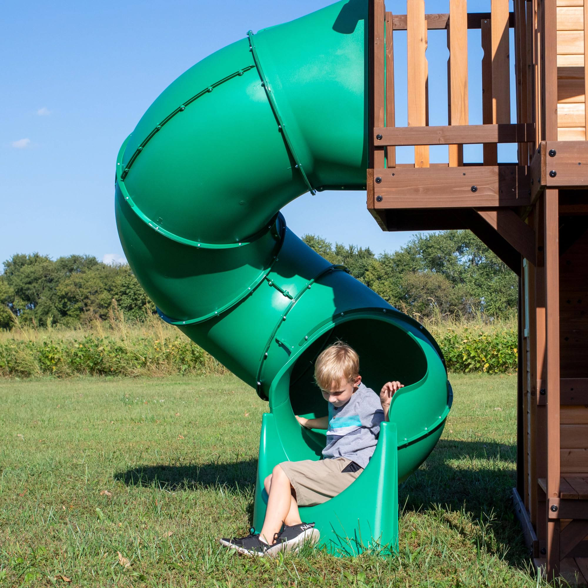 Cedar Wood Swing Set with Clubhouse and Dual Slides