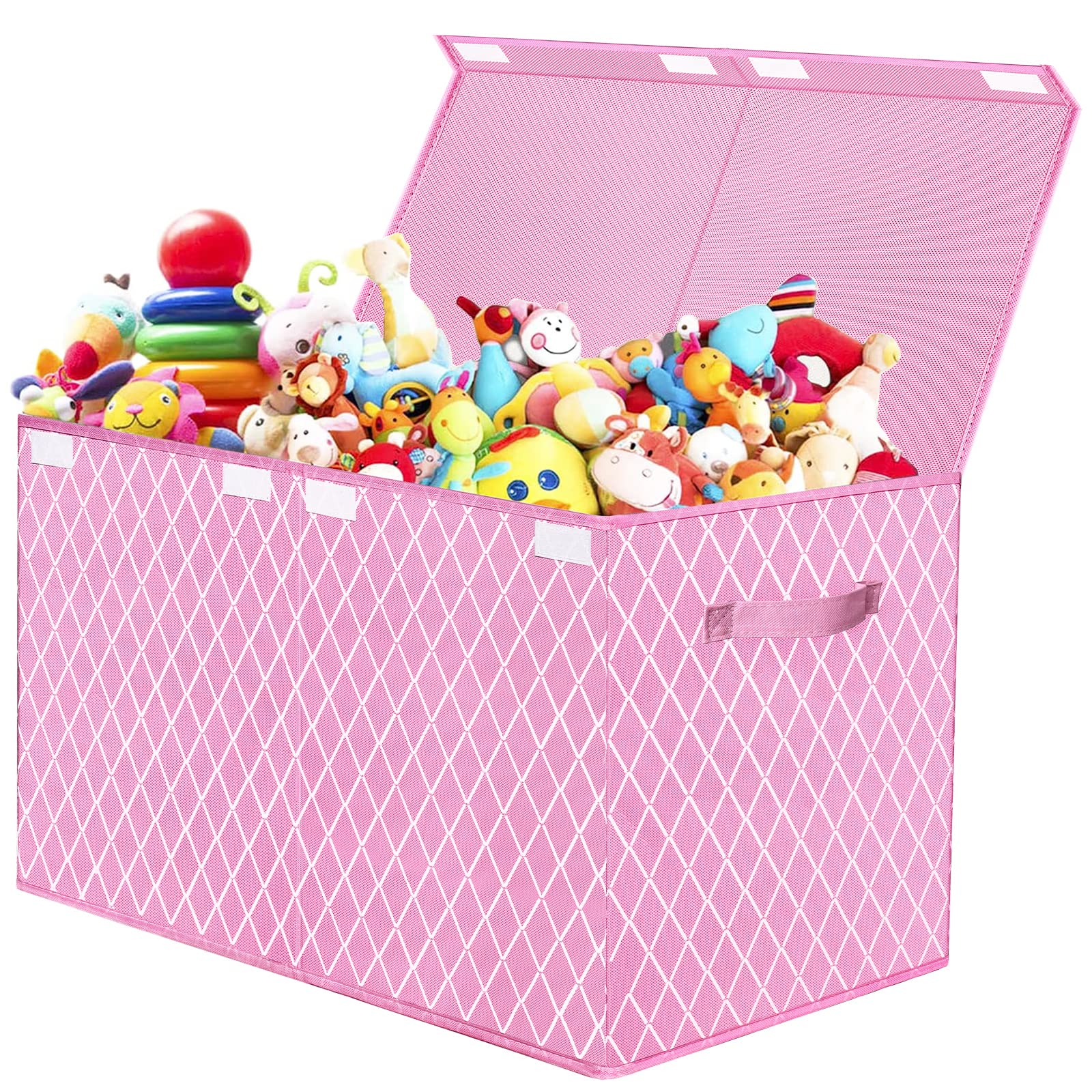 Large Fabric Toy Storage Box with Flip-Top Lid