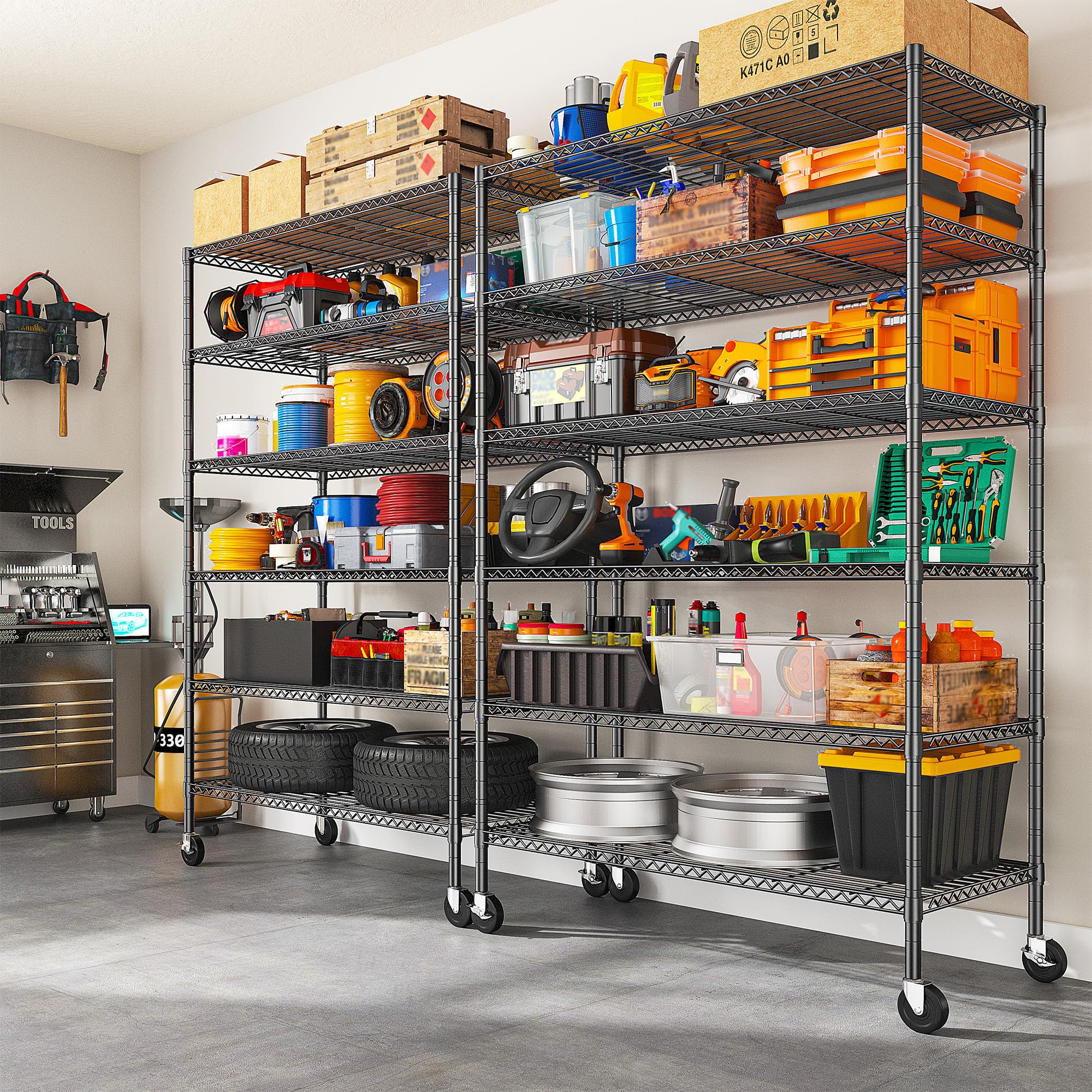 82" H X45 W X18 D Storage Shelves with Wheels