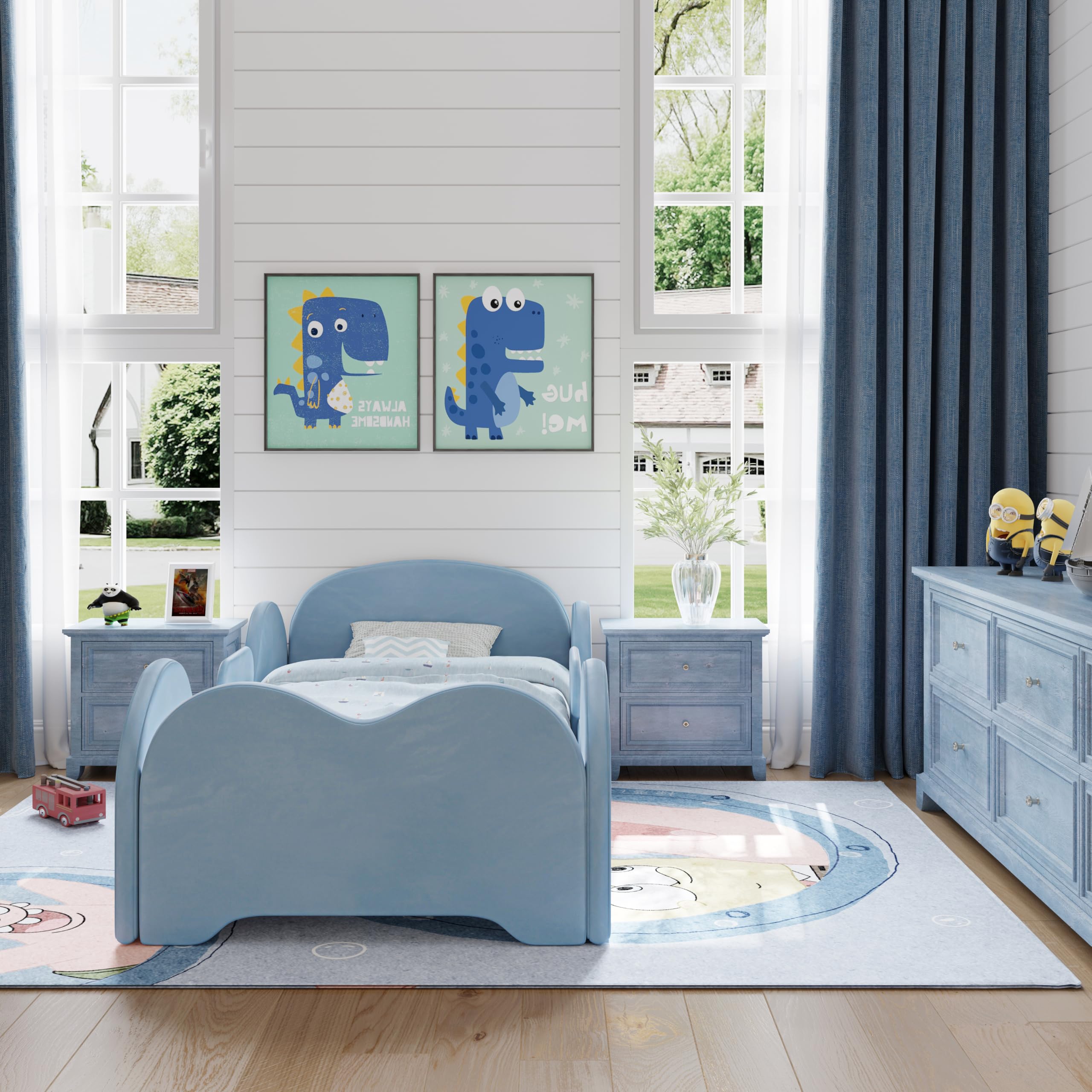 Toddler Floor Bed with Safety Guardrails - Standard Crib Size