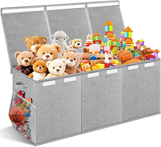 Extra Large Toy Box with Lids - Sturdy Collapsible Kids Storage Organizer Big Bin Chest