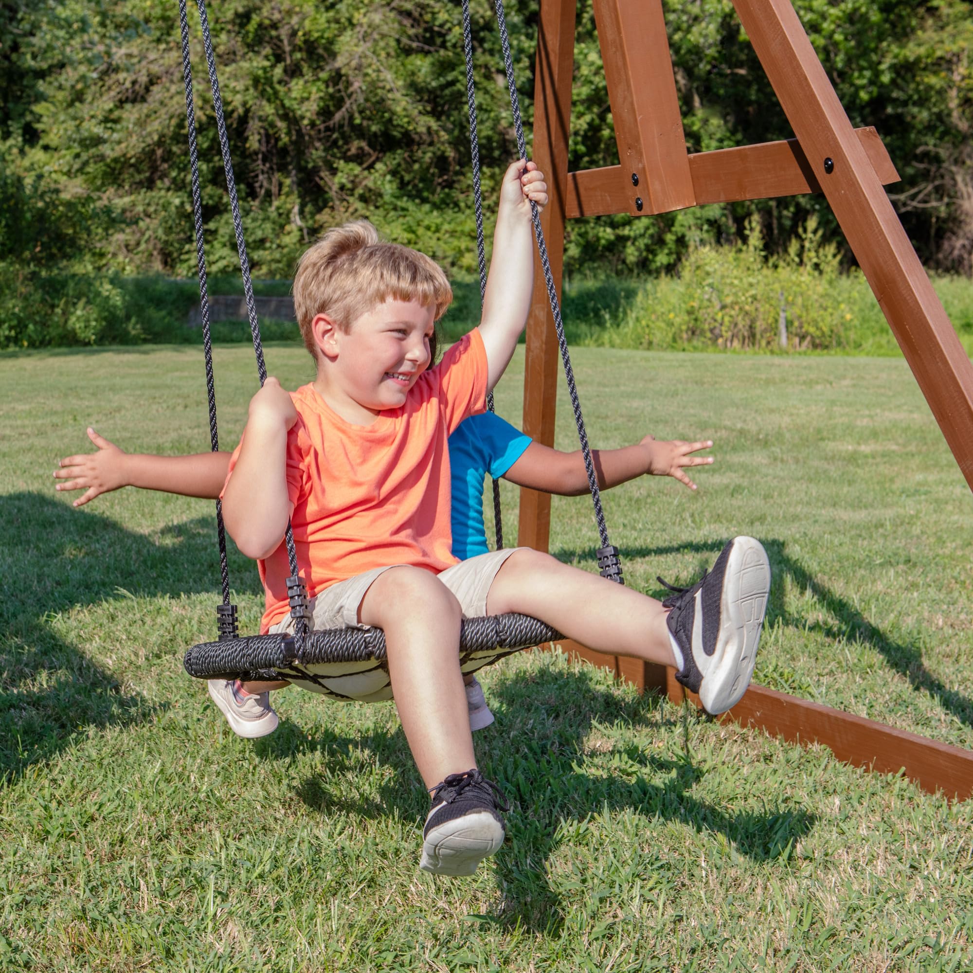All Cedar Swing Set with Elevated Clubhouse and Dual Slides