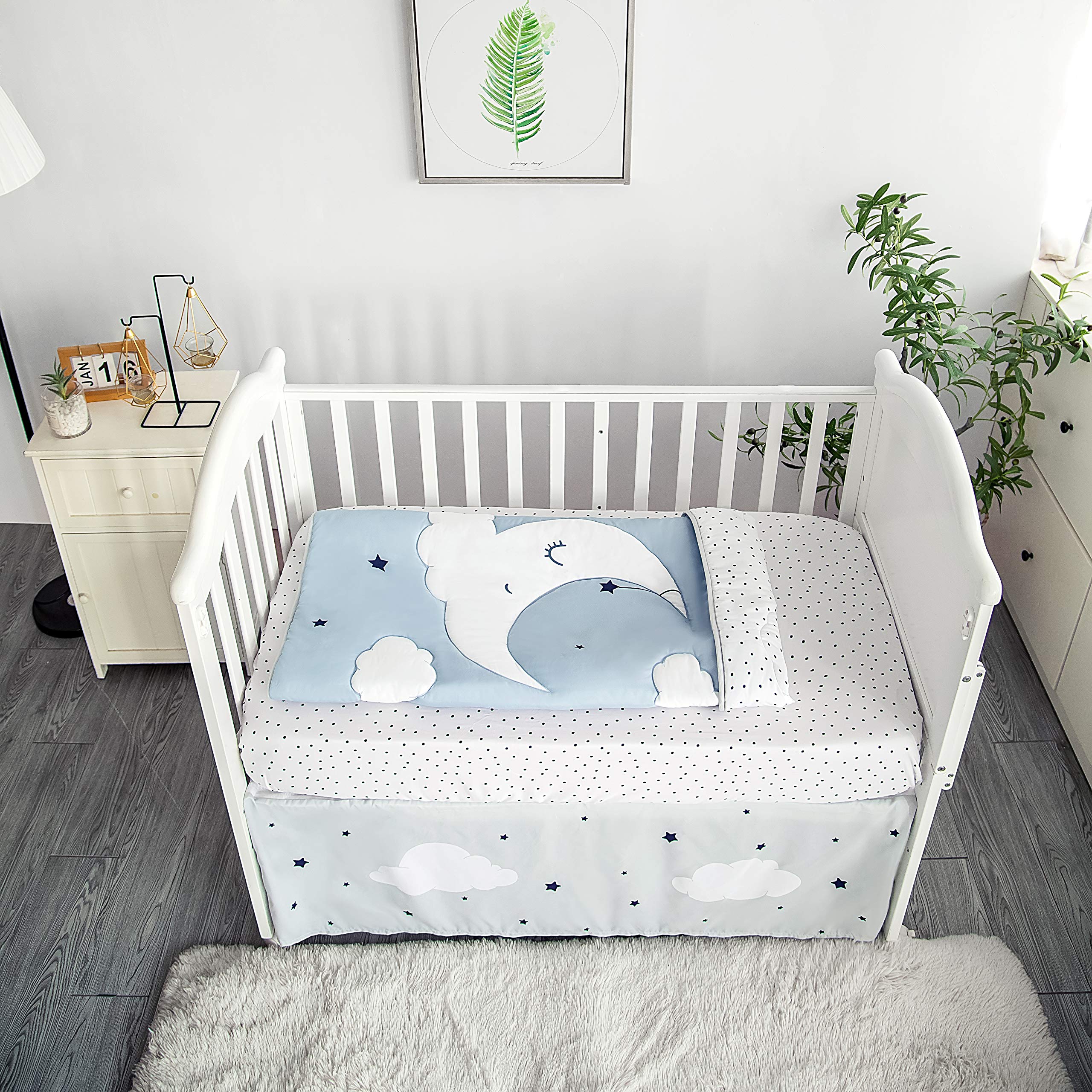 Sleeping Moon Baby Nursery Crib Bedding Set 3 Piece