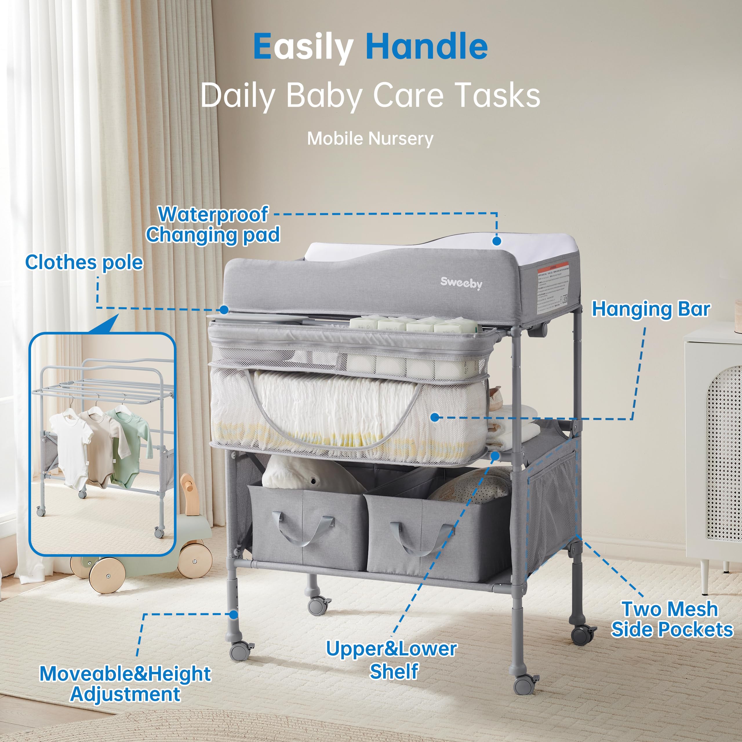 Portable Baby Changing Table with Storage