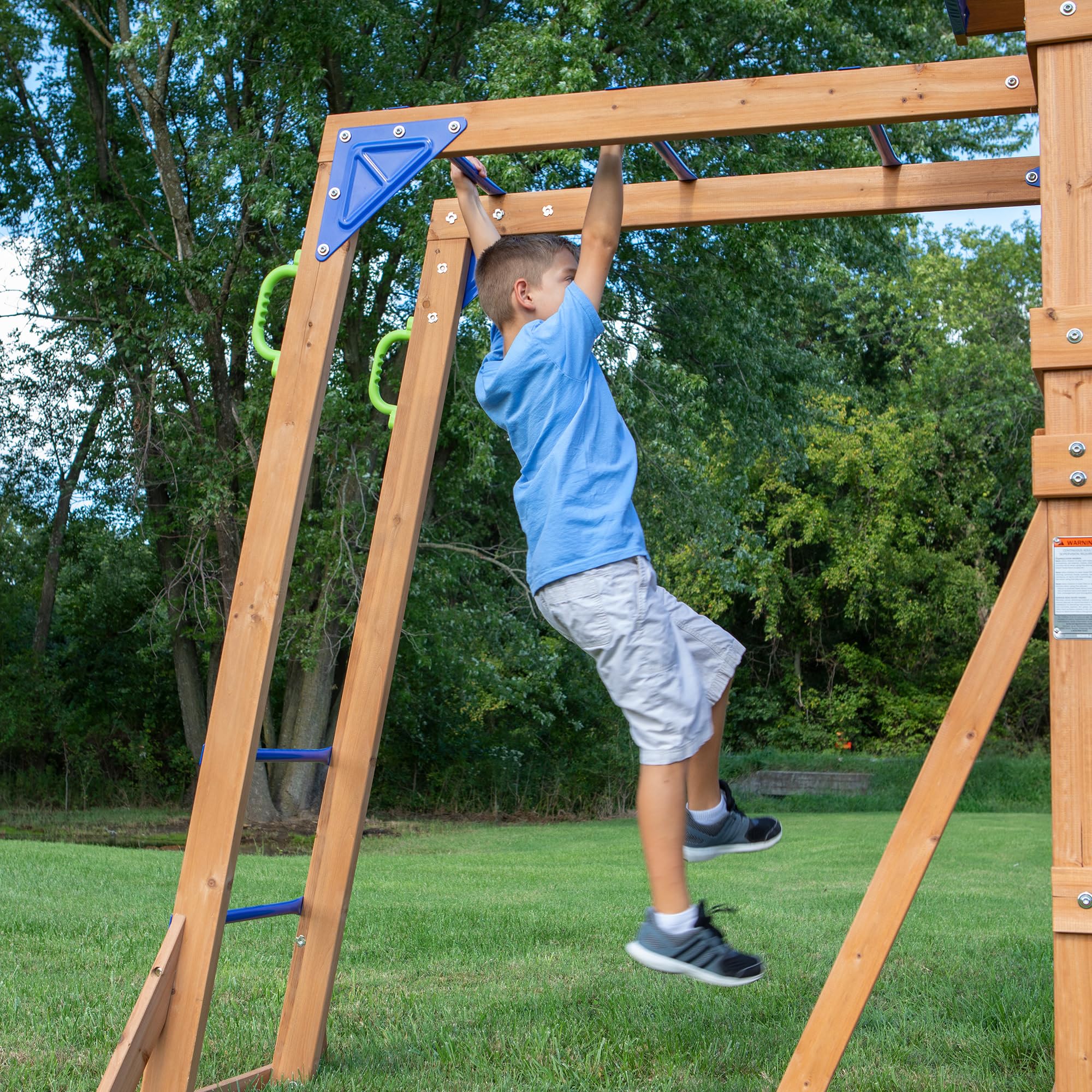Beach Front Cedar Wood Swing Set with Wave Slide