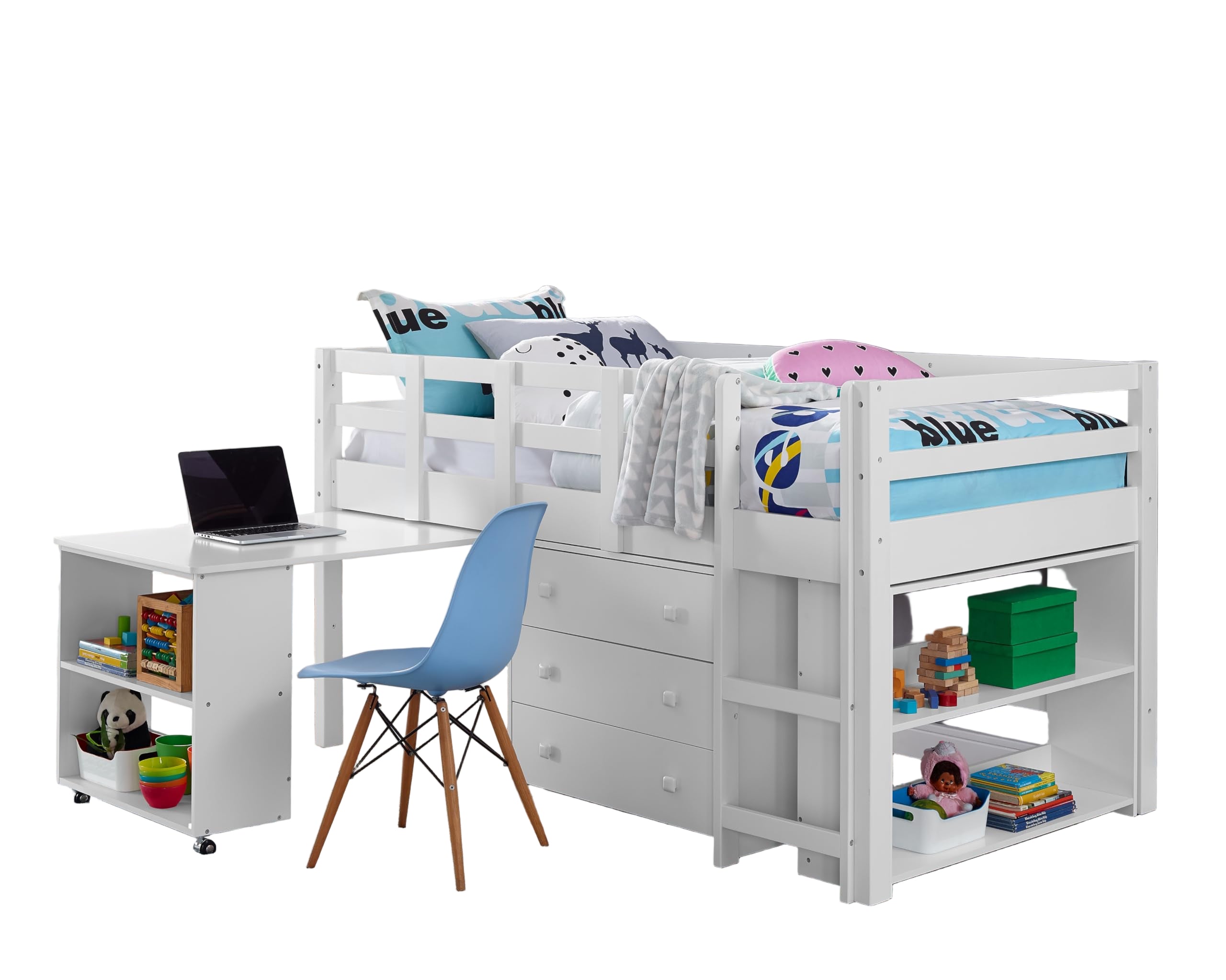 Twin Size Loft Bed with Desk Low Study Kids Bed