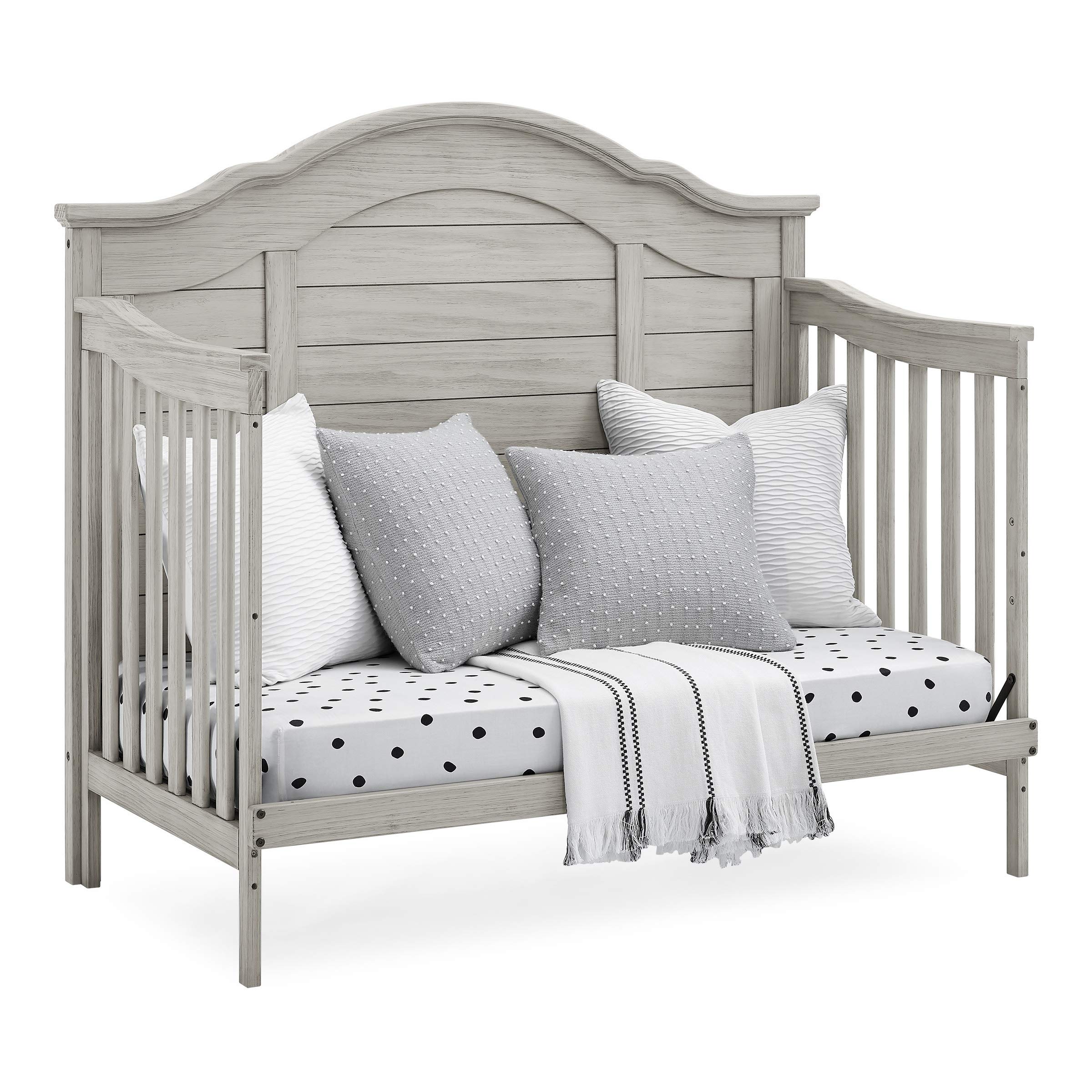 Simmons Kids Asher 6-in-1 Convertible Crib with Toddler Rail, Rustic Mist