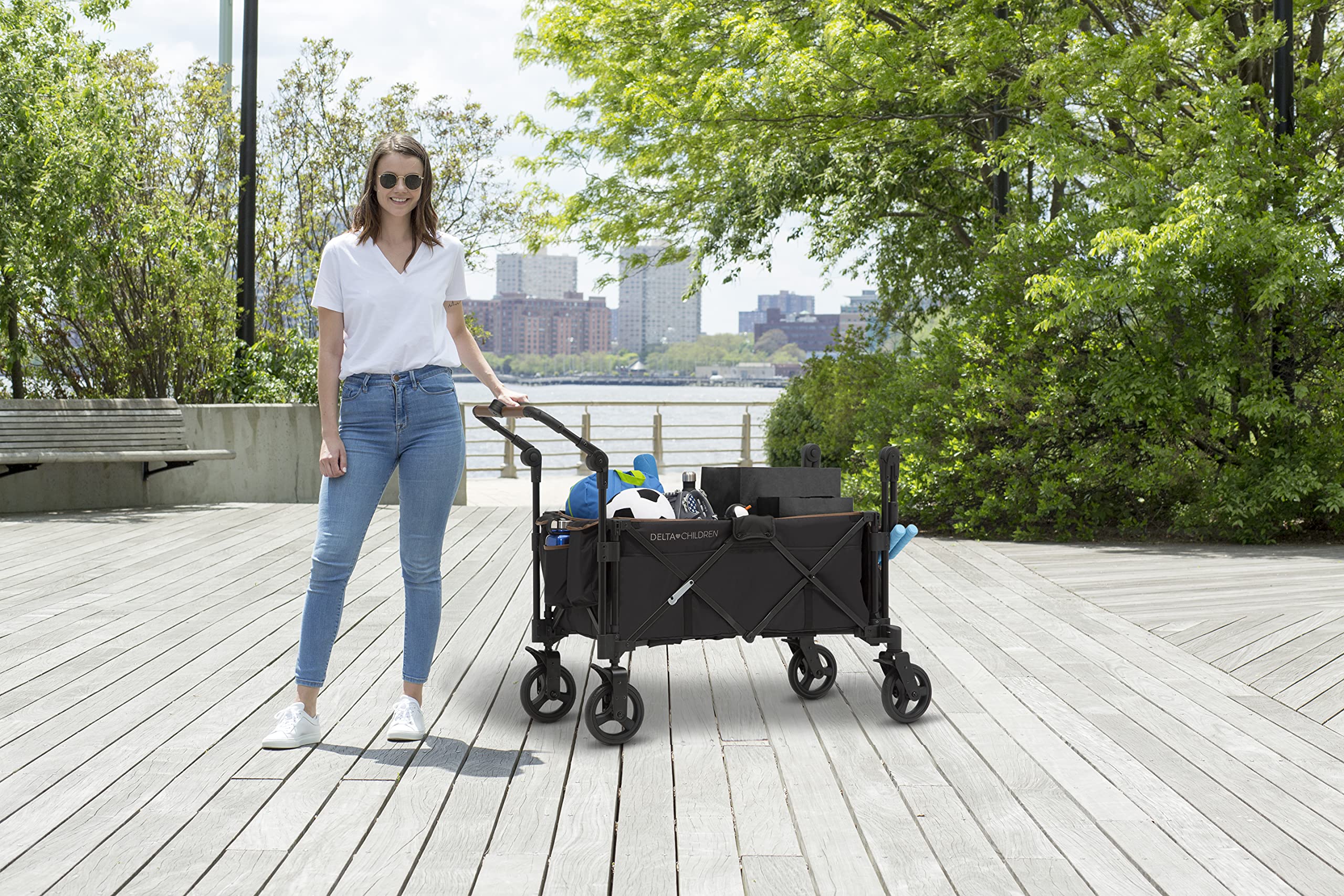 Hercules Stroller Wagon for 2 Kids Versatile Stroller Wagon with Canopy, Push/Pull Handles