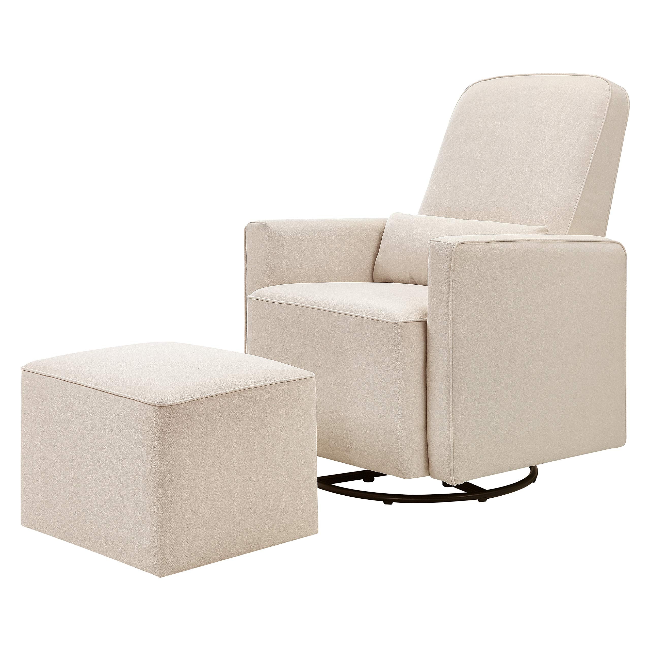 Olive Upholstered Swivel Glider with Bonus Ottoman