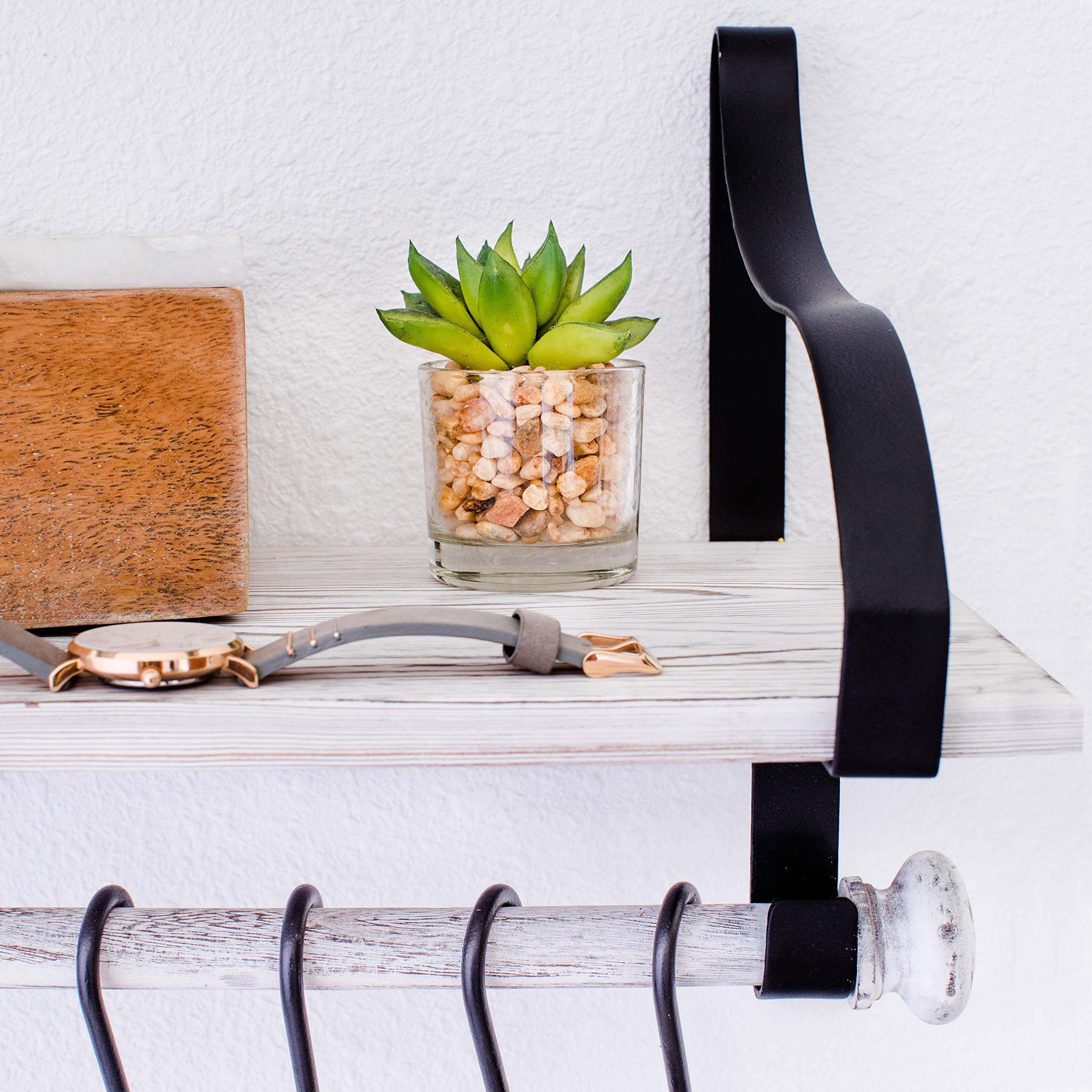 Rustic Wall Mounted Floating Shelves with Towel Bar