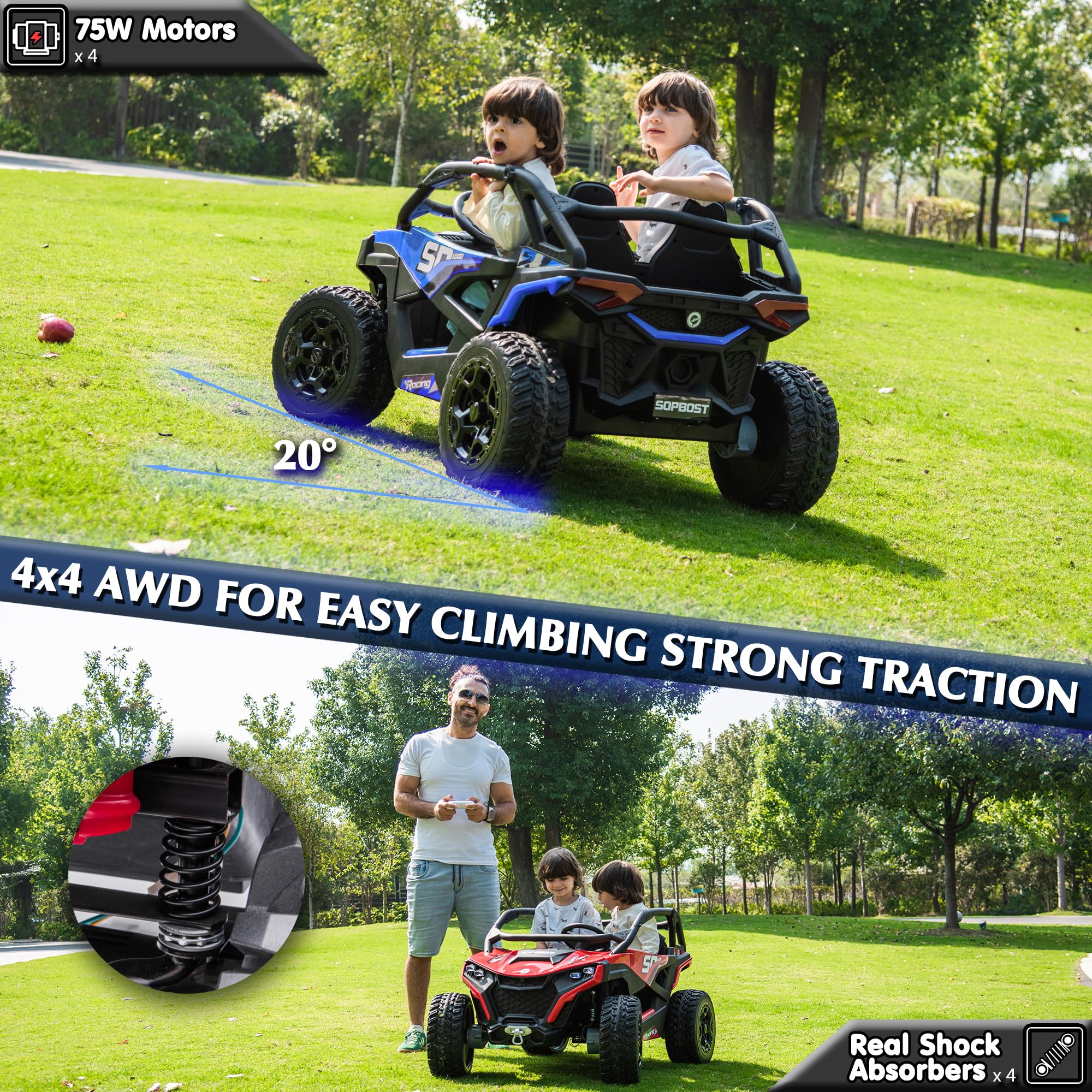 24V Kids Electric UTV Ride-On Car 2 Seater with Remote Control