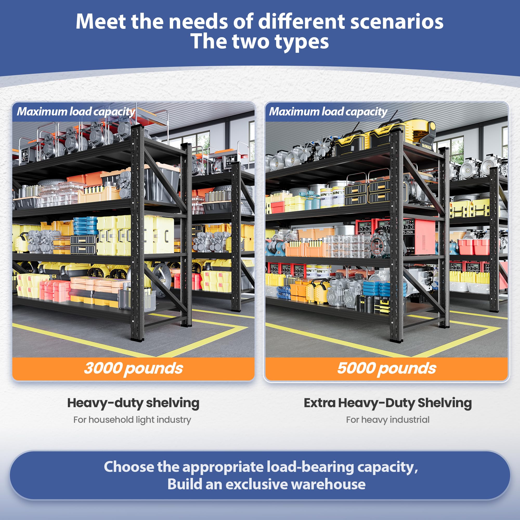 Heavy Duty Garage Storage Shelving Unit 4-Tier Adjustable Metal Shelves