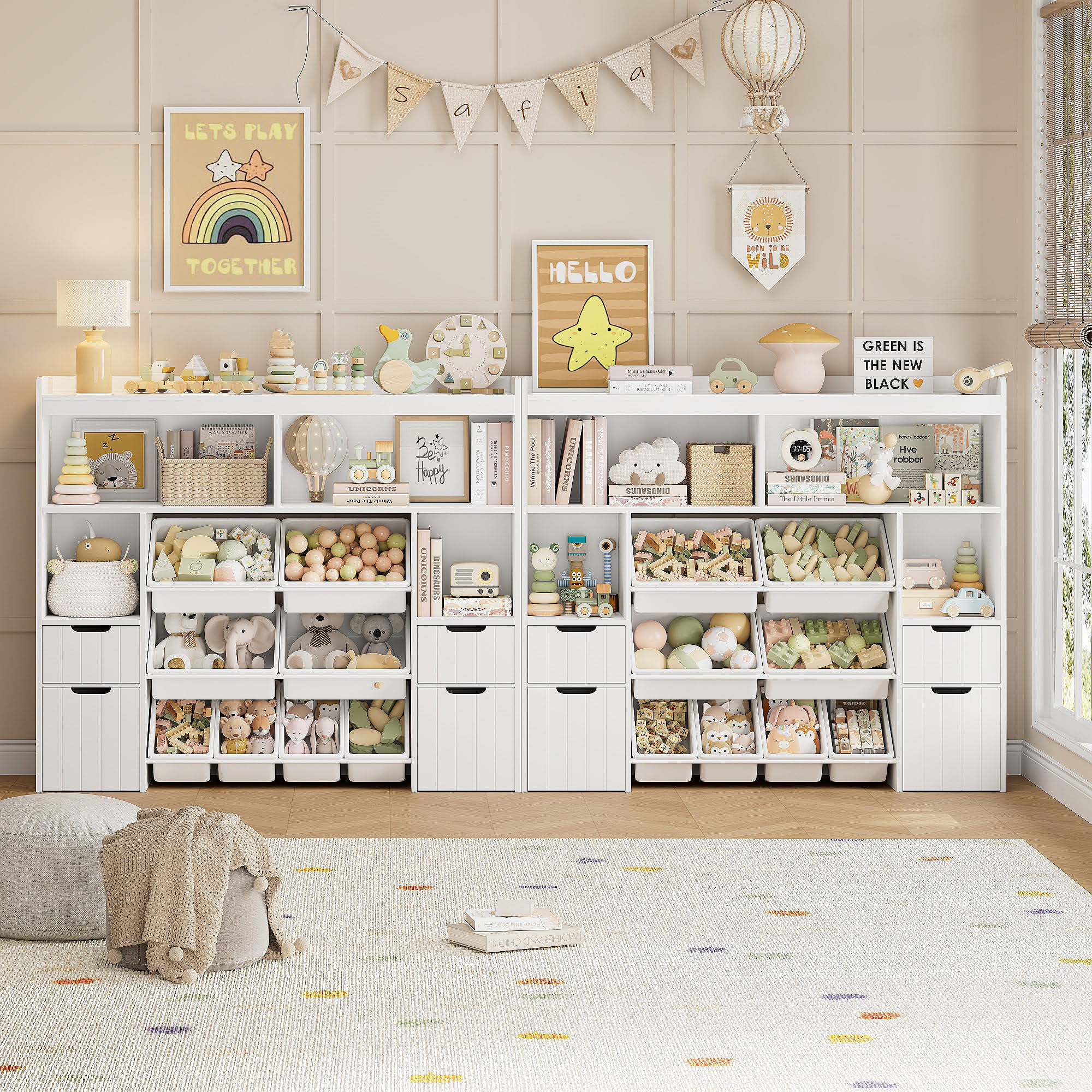 Toy Storage Organizer with Drawers and Bins