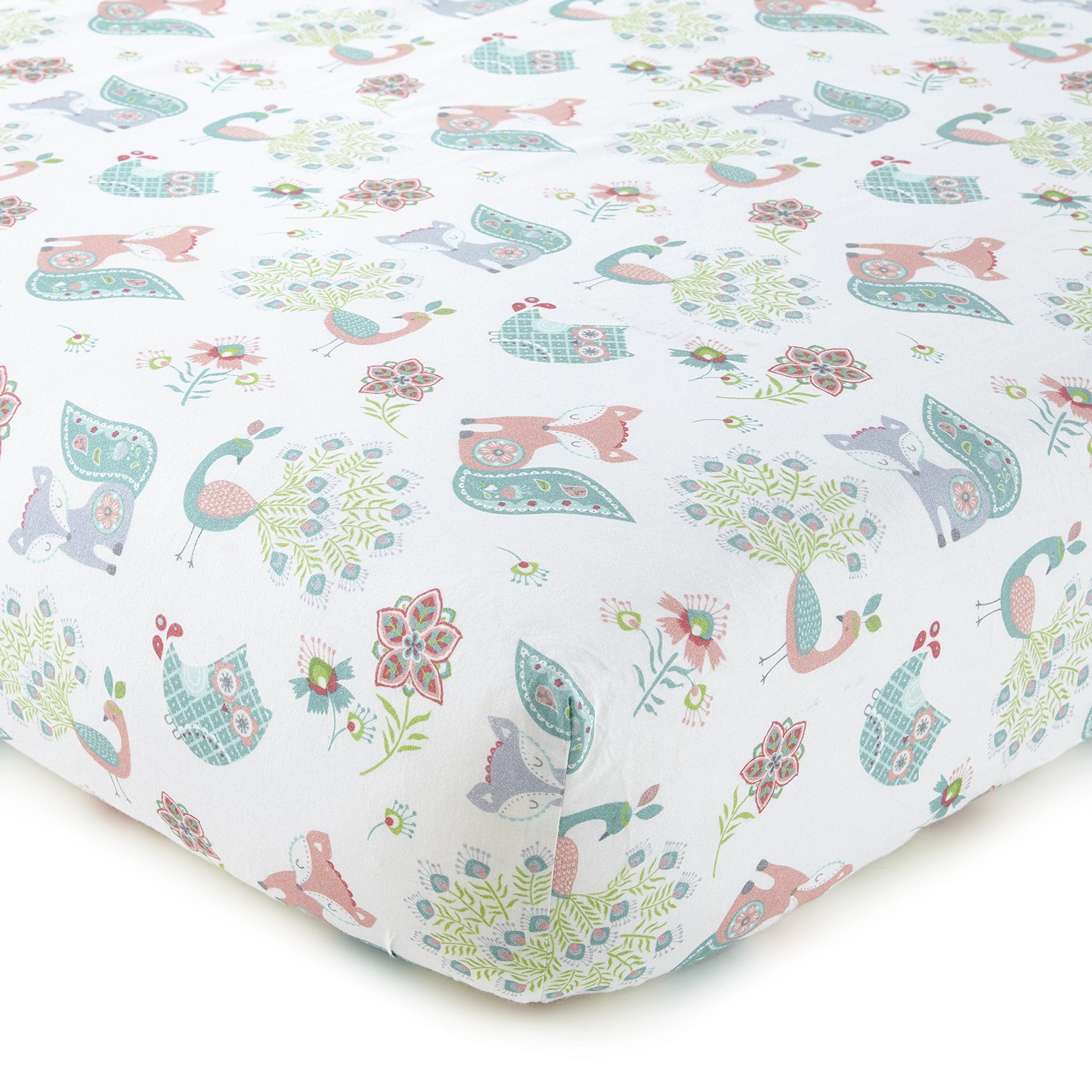 Fiona Crib Bed Set - Baby Nursery Set - Pink, Teal, and White - Woodland Forest Theme