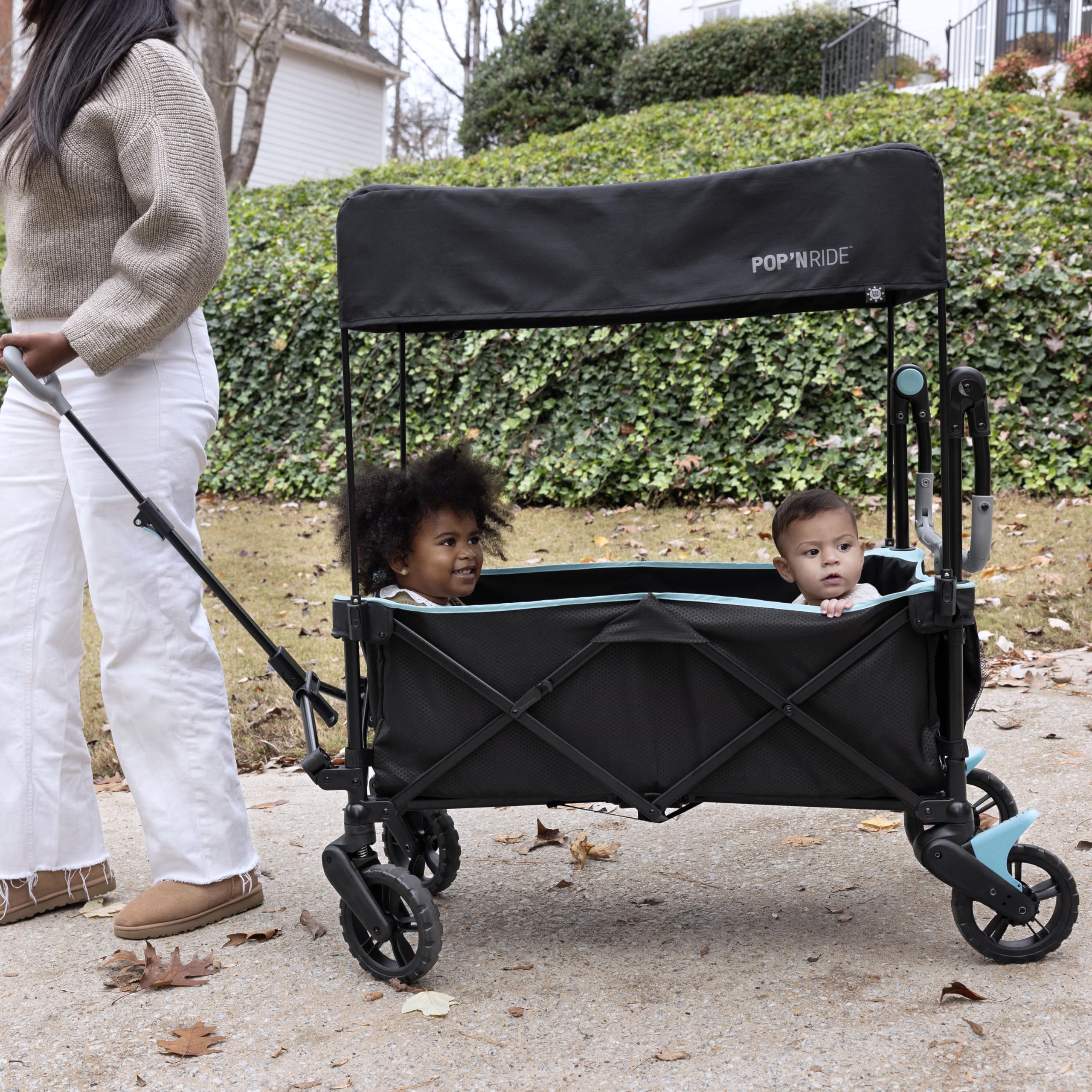 Ingenuity Pop 'N Ride Lightweight Stroller Wagon - Face-to-Face Seats for 2