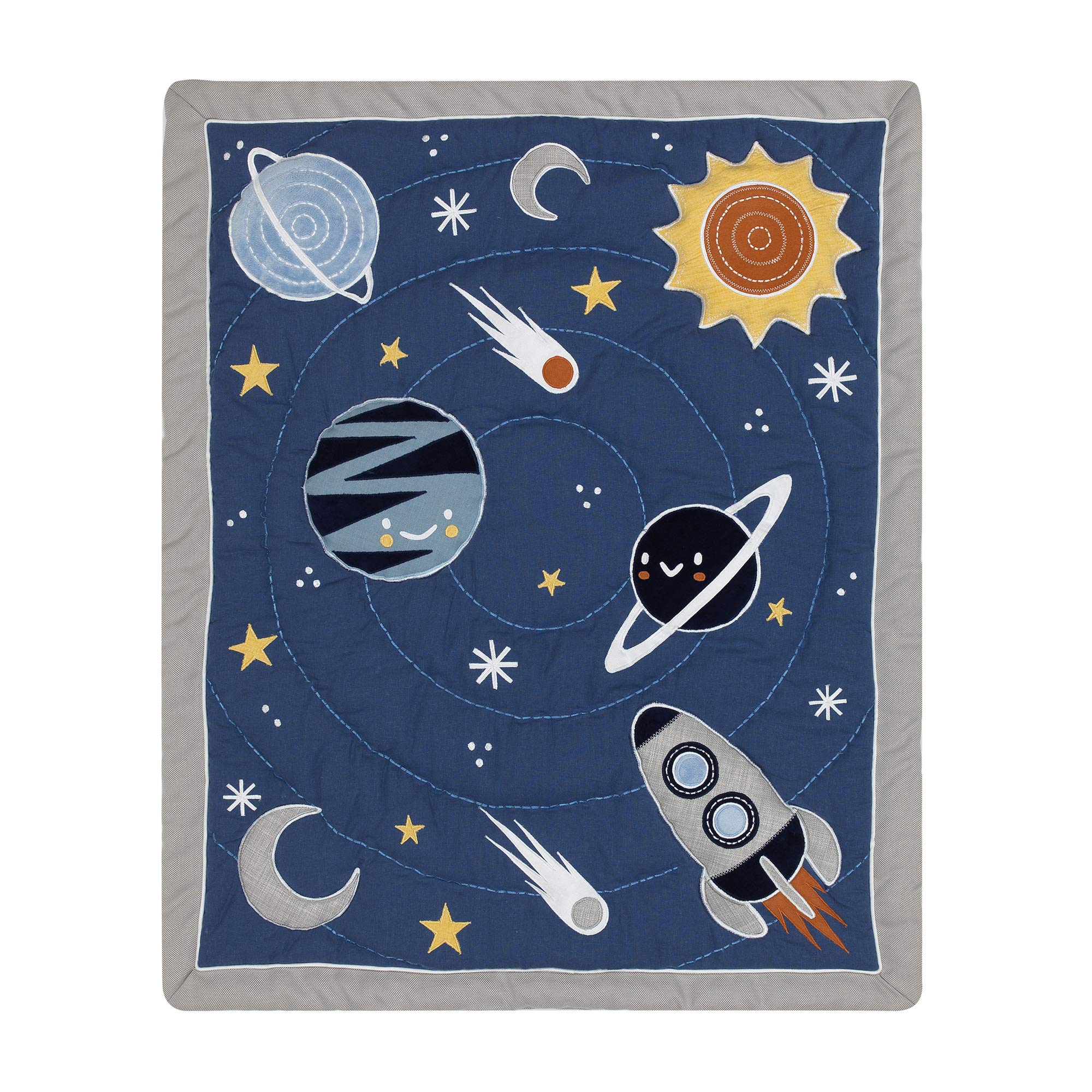 Milky Way Space Galaxy 4-Piece Baby Nursery Crib Bedding Set - Blue/Gray