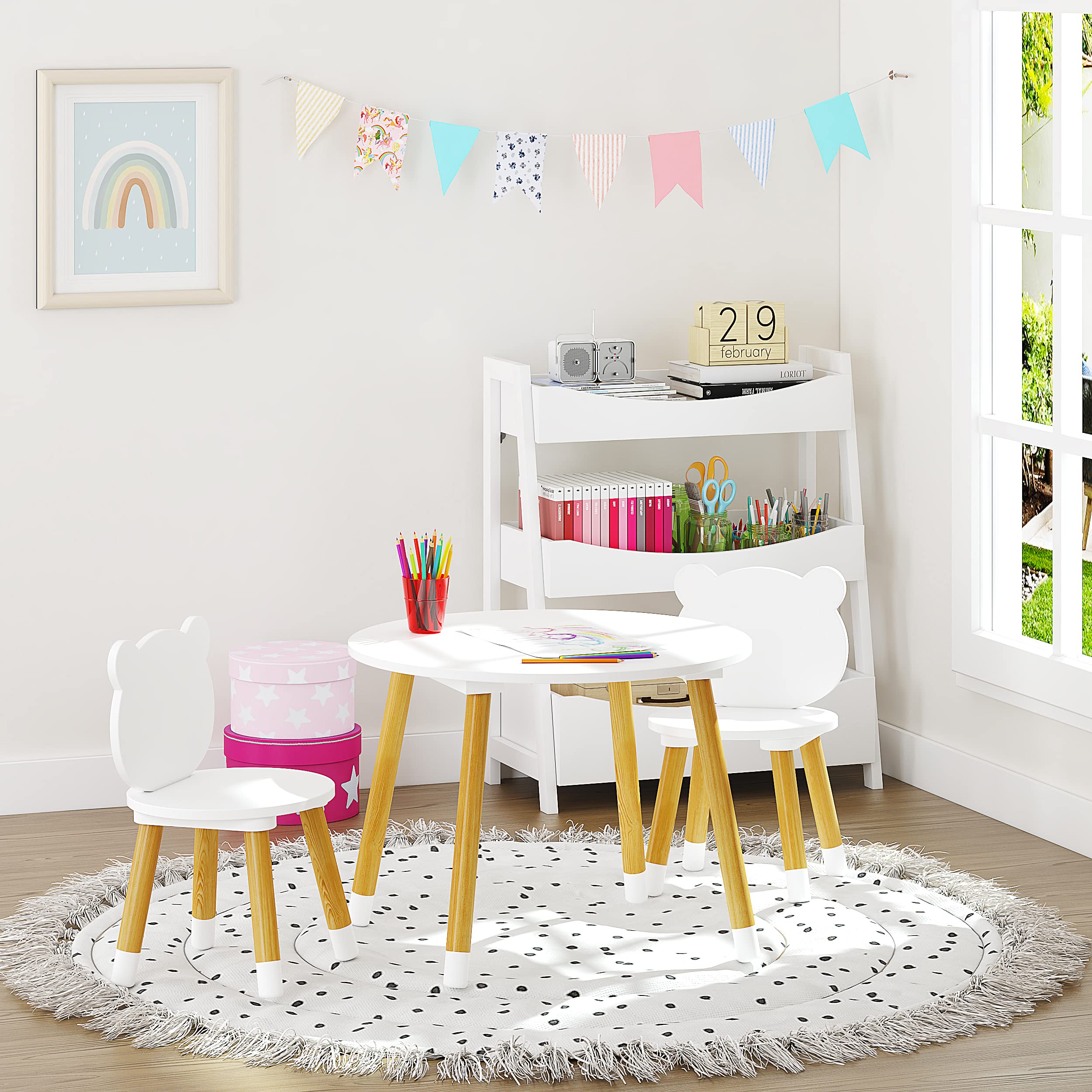 Kids Wood Table and Chair Set
