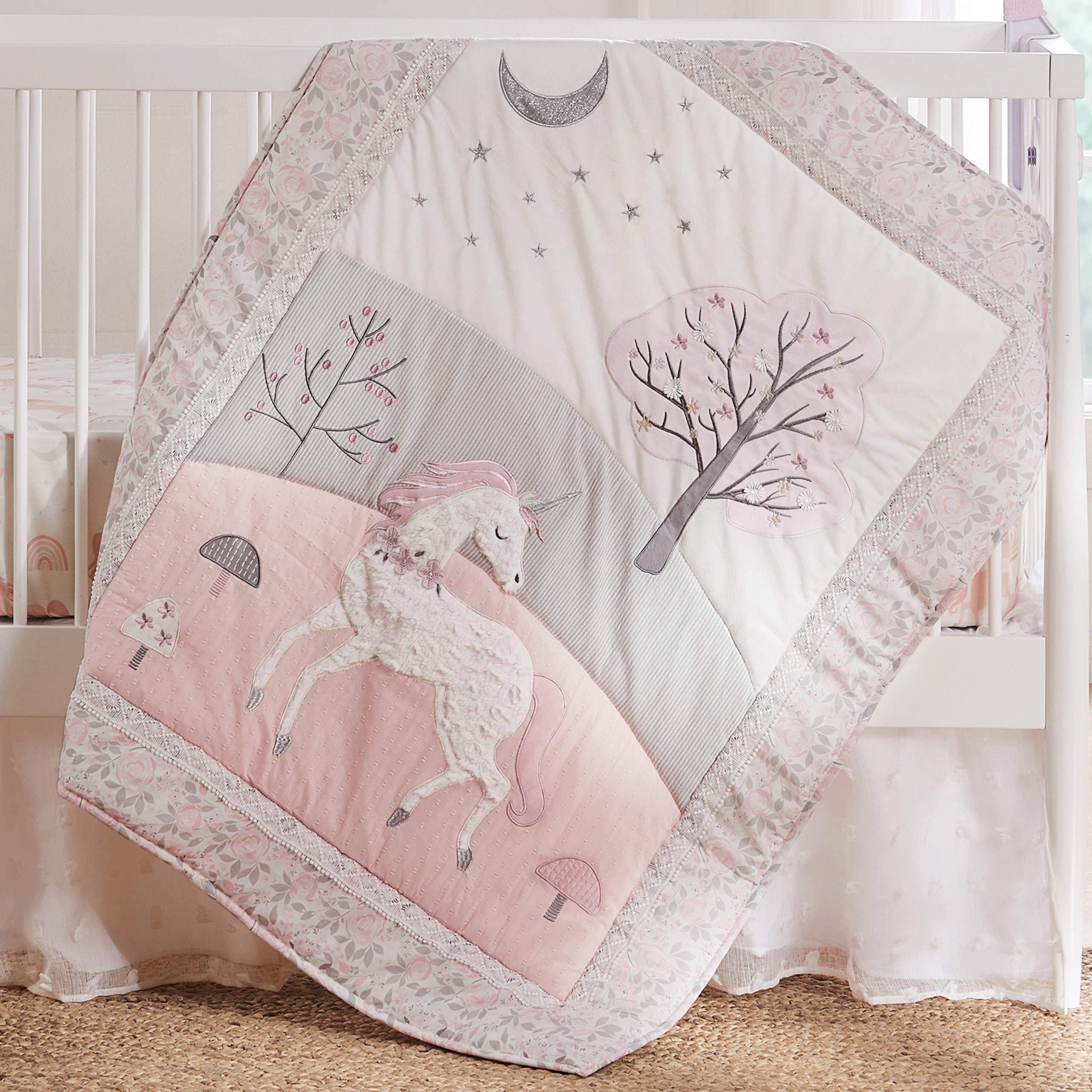 Colette Crib Bed Set - Baby Nursery Set - Grey Pink White