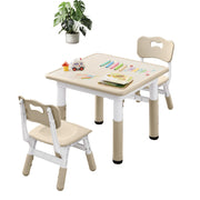Kids Table & Chairs Set (2 Chairs) Height Adjustable for Ages 2-8 | Non-Slip Toddler