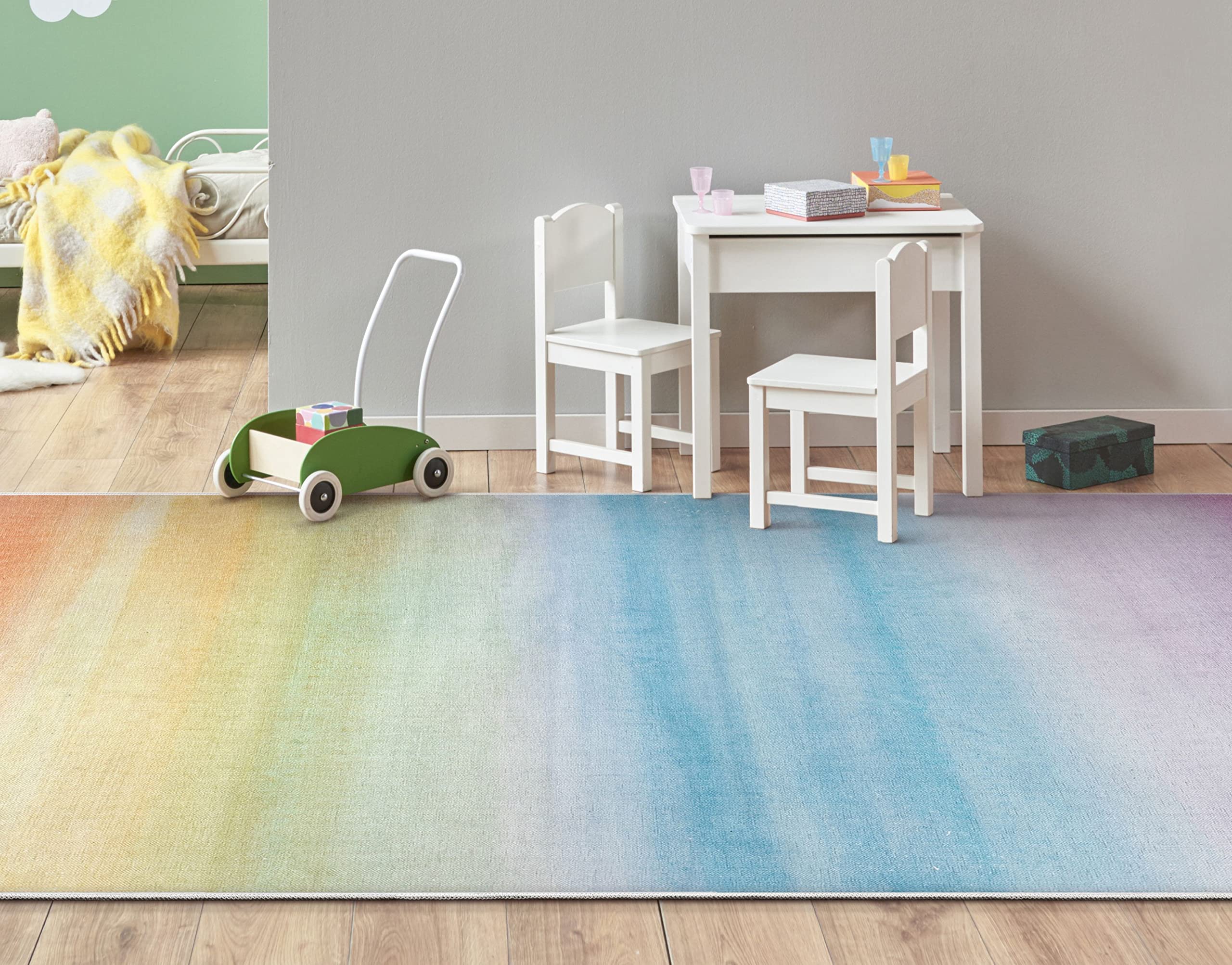 Kids Rugs Sunrise 5' x 7' Multi Color Modern Printed Machine Washable Area Rug