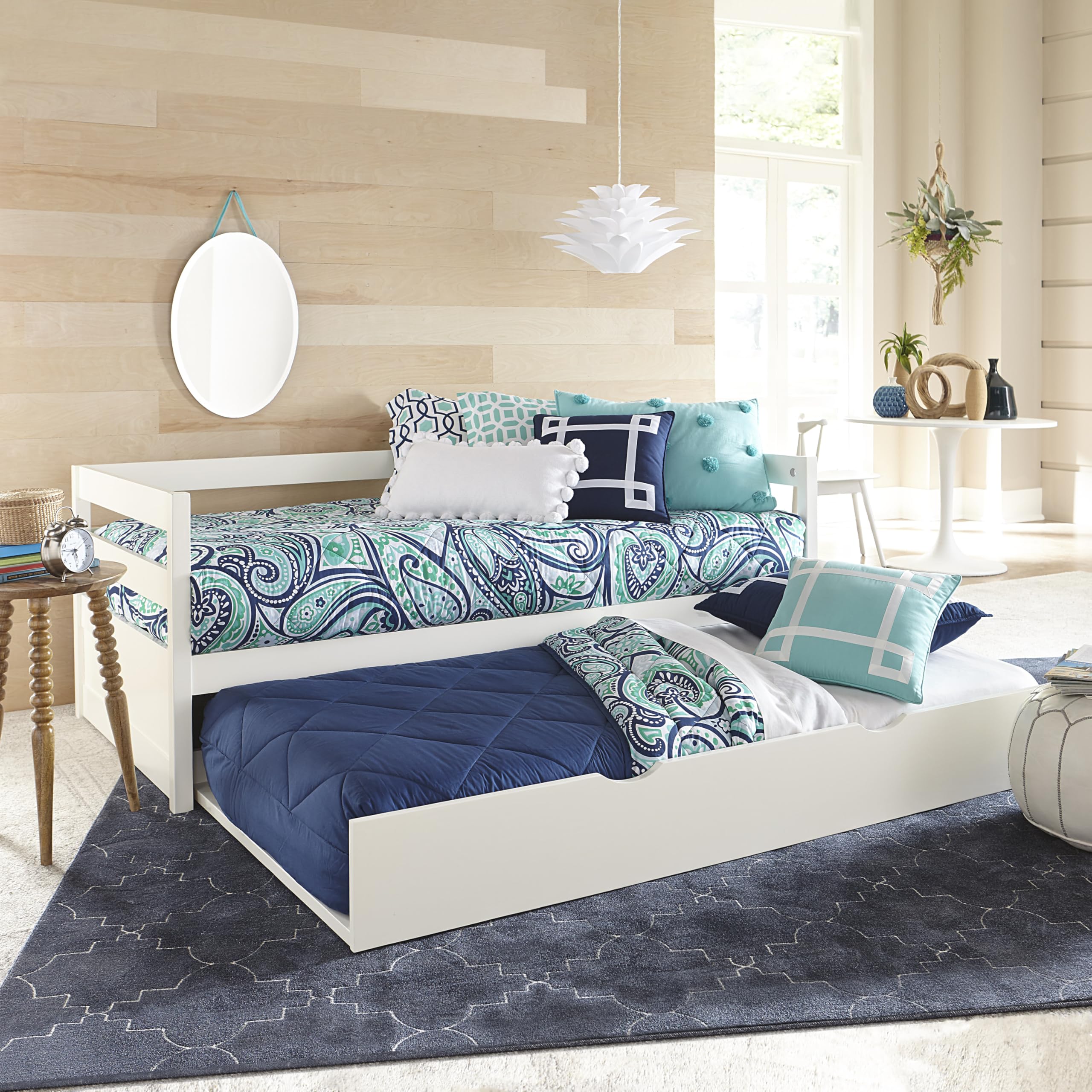 Twin Daybed with Trundle White Wood