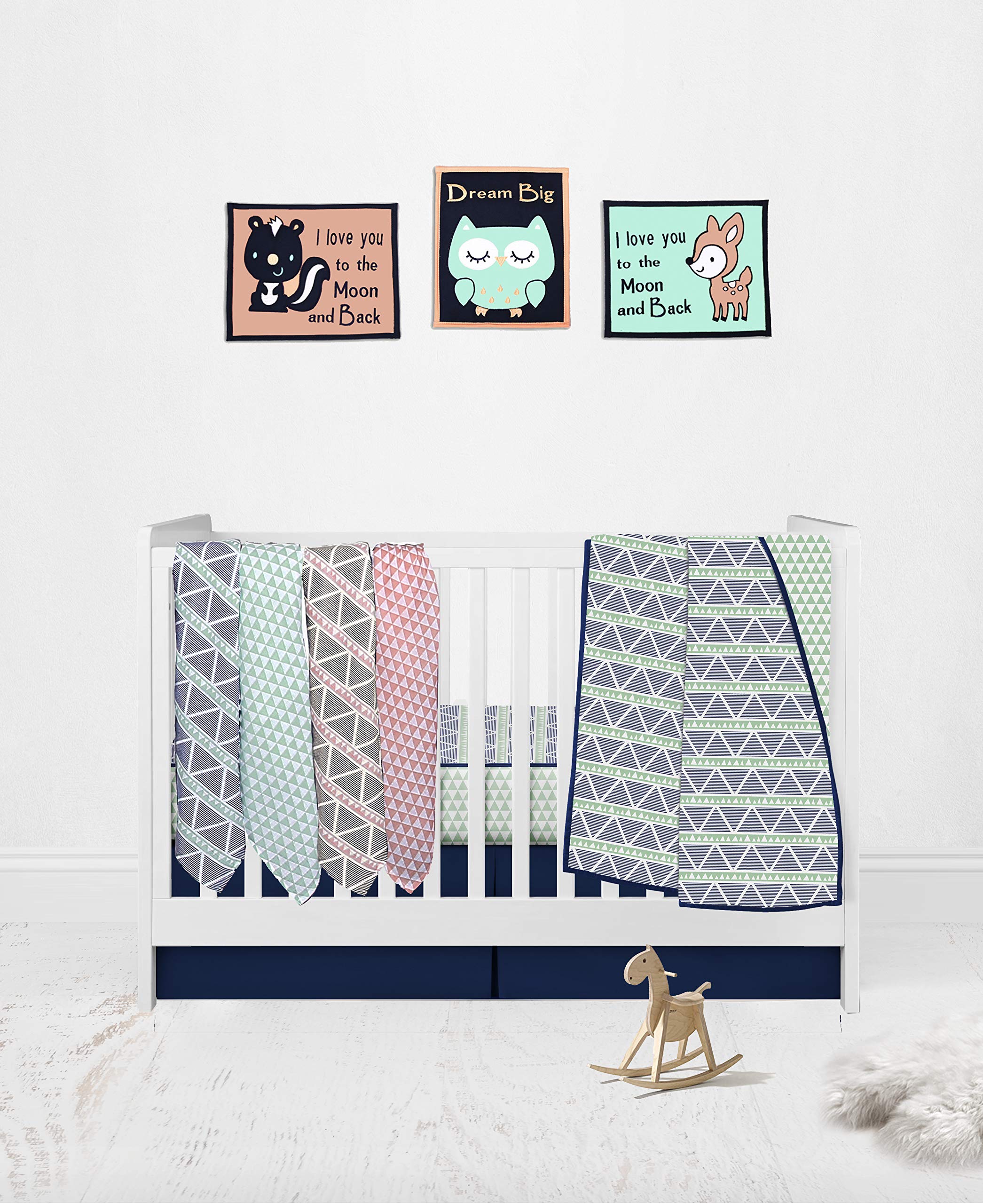 100 Percent Breathable Cotton Muslin/Percale 10 Piece Nursery Baby Crib Bedding Set