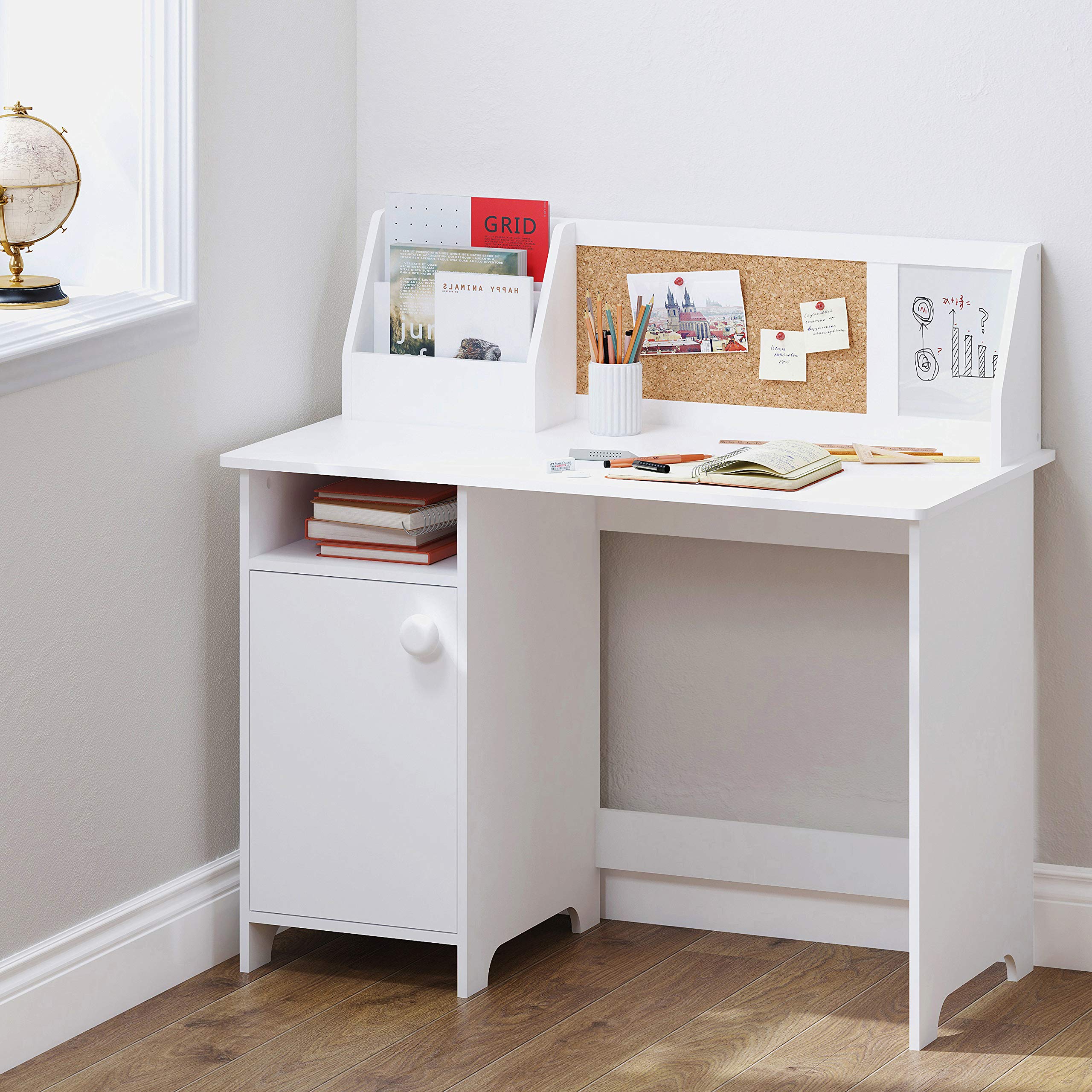 Kids Study Desk with Storage and Hutch