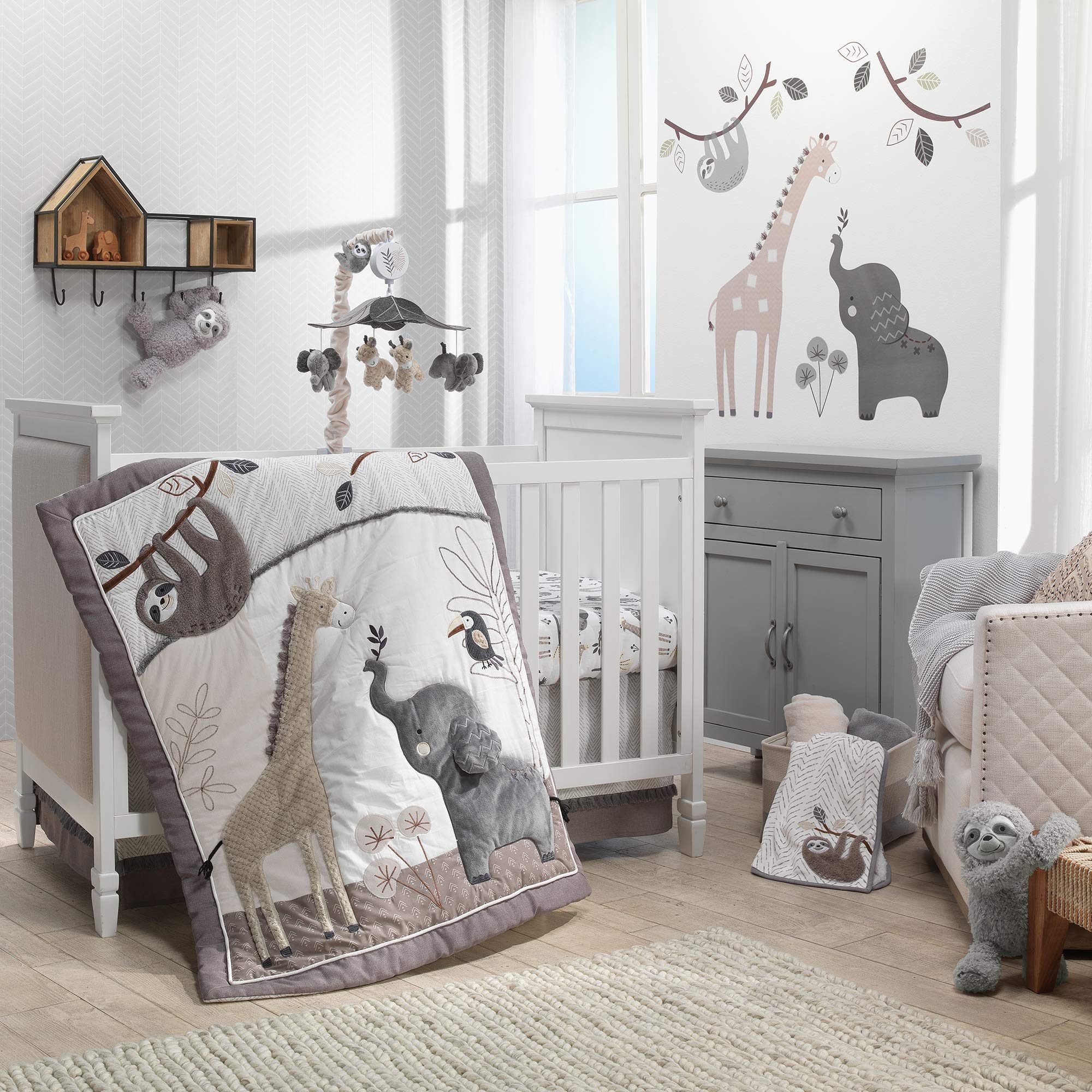 Baby Jungle Animals Gray/Tan Musical Crib Mobile Soother Toy