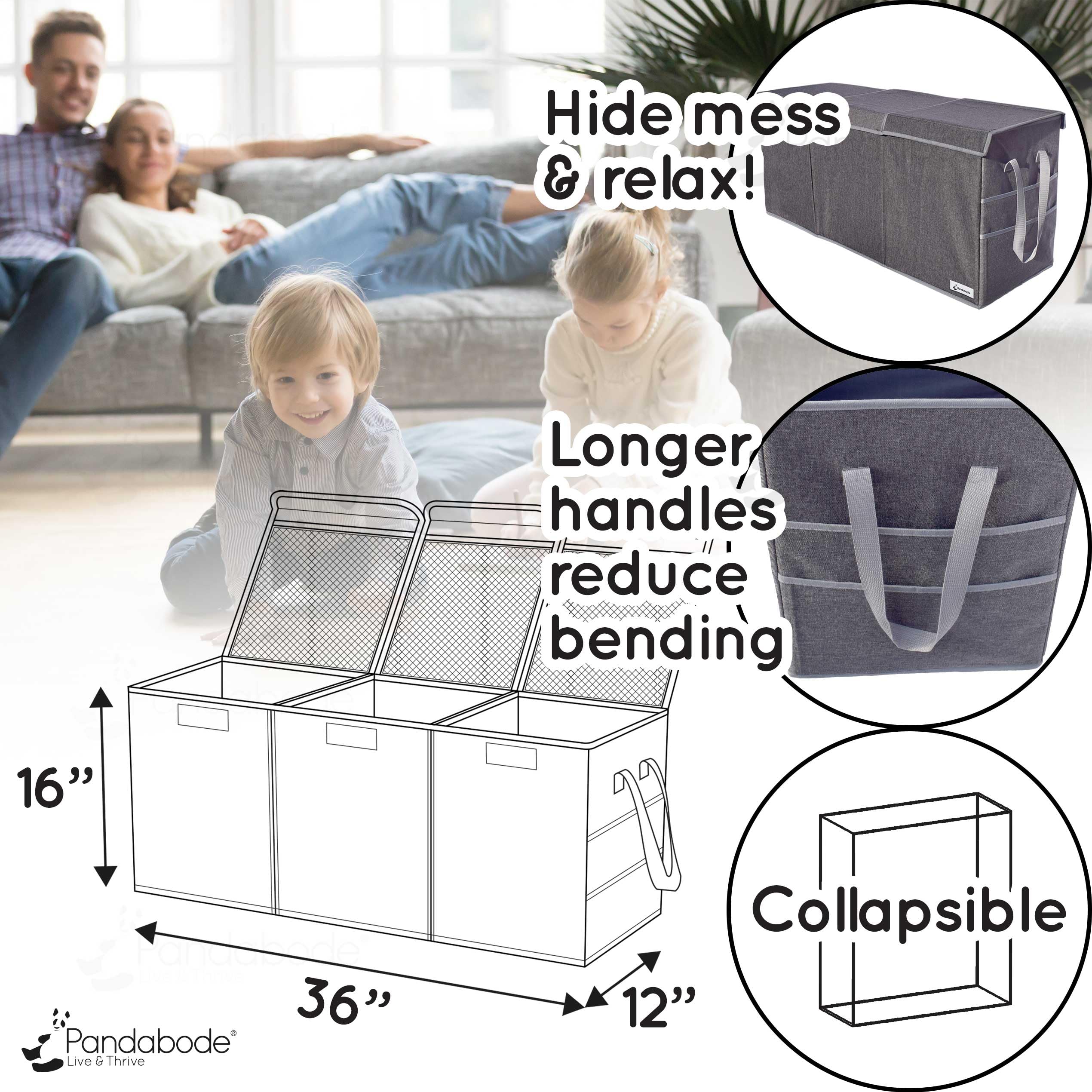 Extra Large Collapsible Toy Storage Chest with Pockets