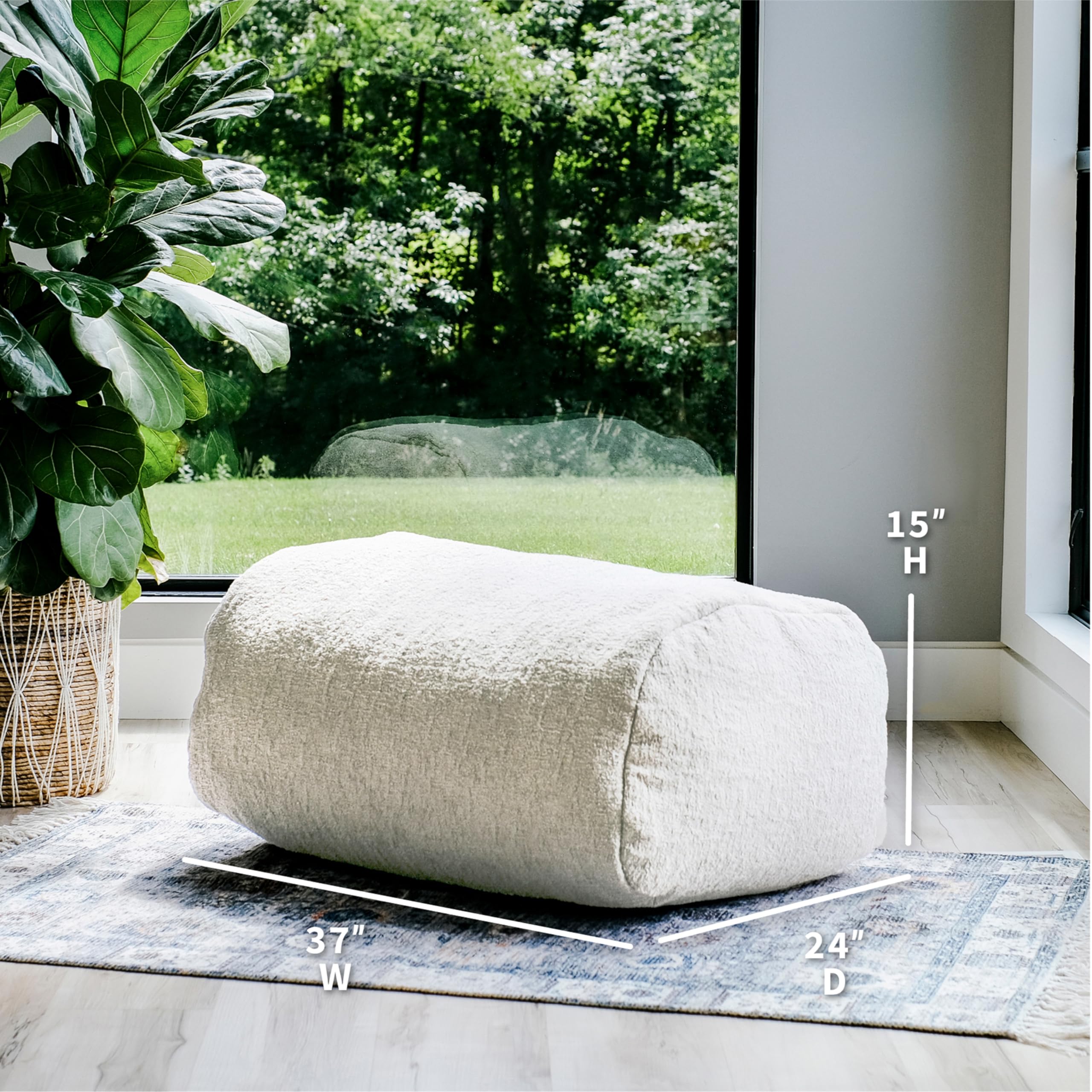 Modora Bean Bag Ottoman Lounger, Birch Soft Boucle