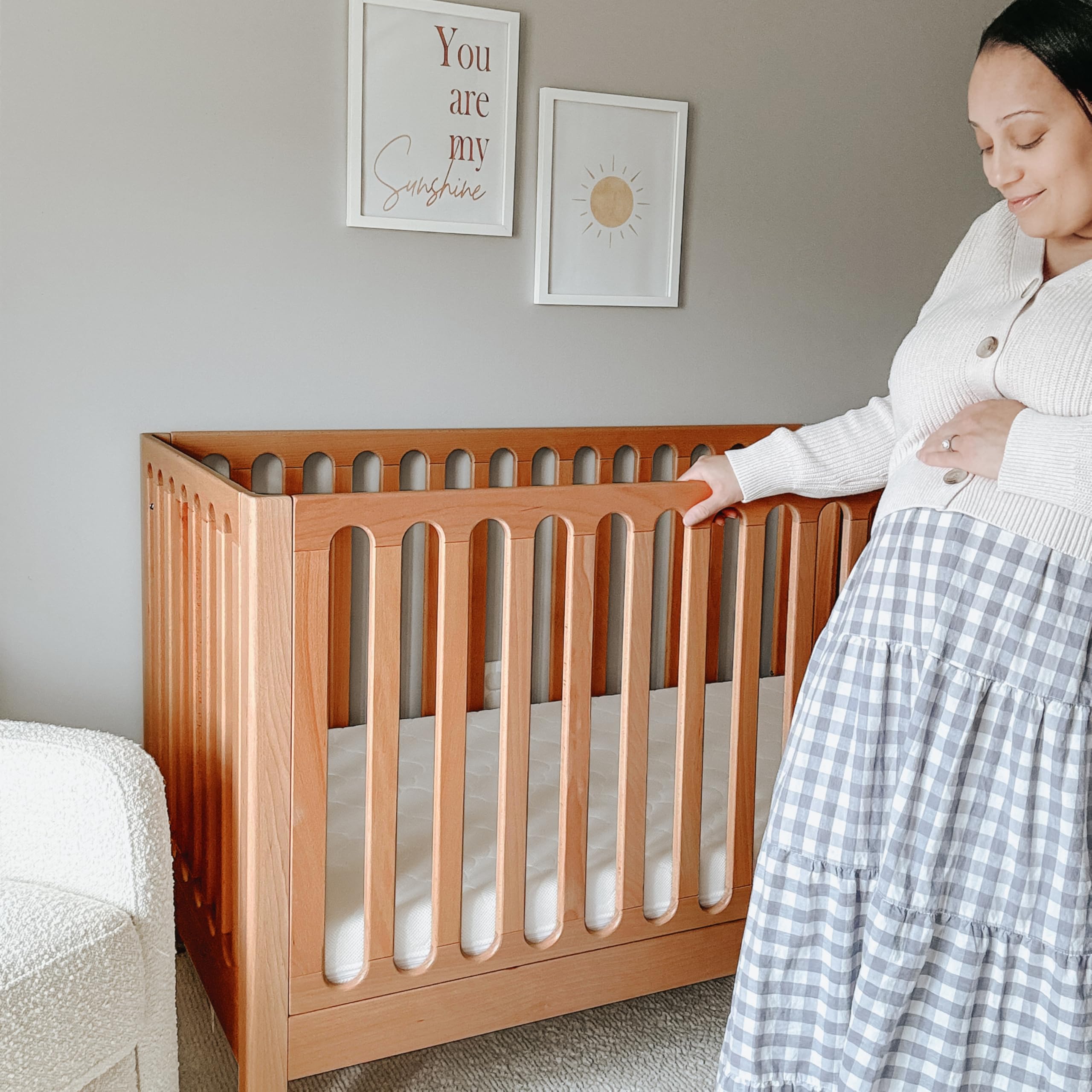 Convertible Crib Solid Beech Wood 3-in-1