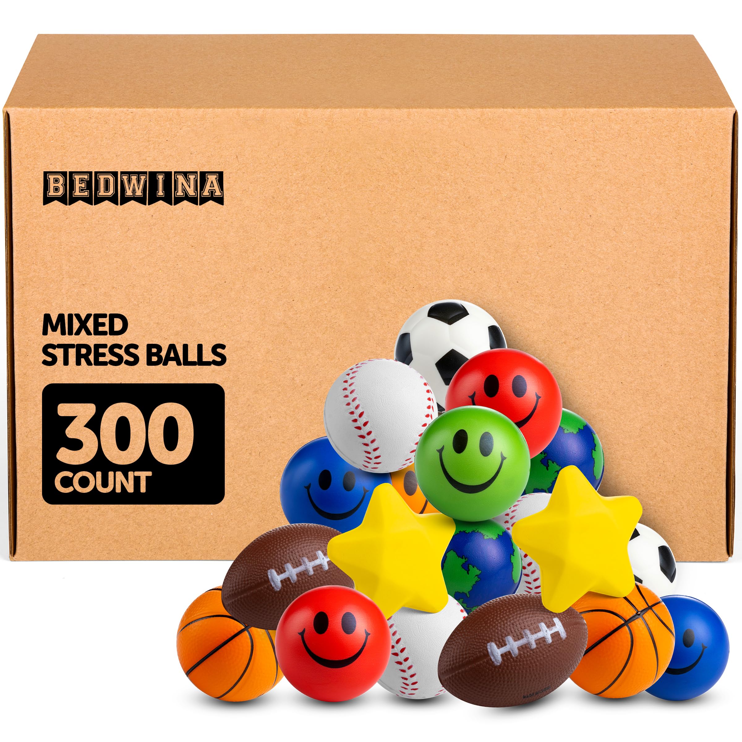 Bulk Mini Stress Balls for Kids (Bulk 300 Pack) 2-3 In Soft Squeezable Squishy Fidget