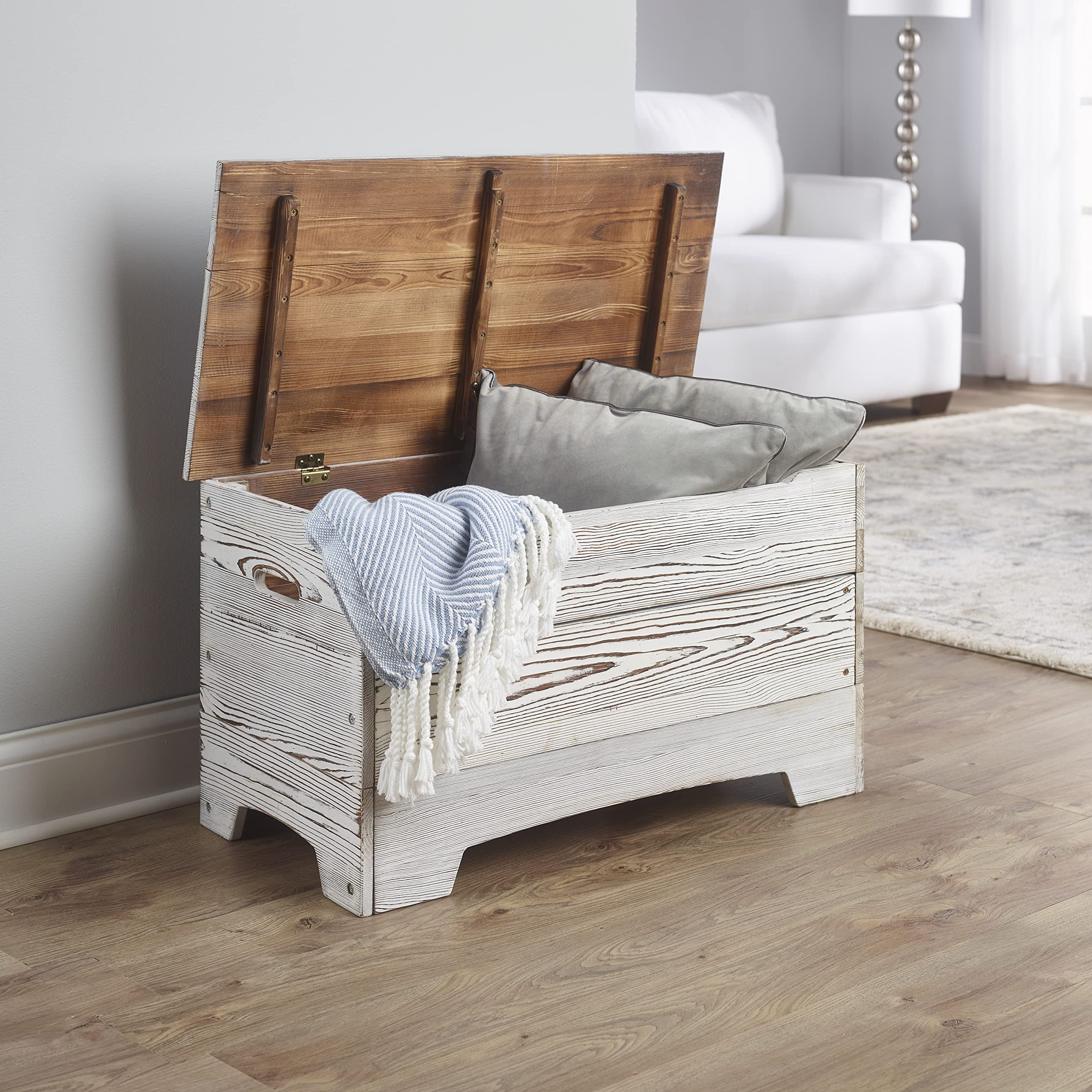 Farmhouse Solid Wood Toy Box - Rustic Storage Chest with Reversible