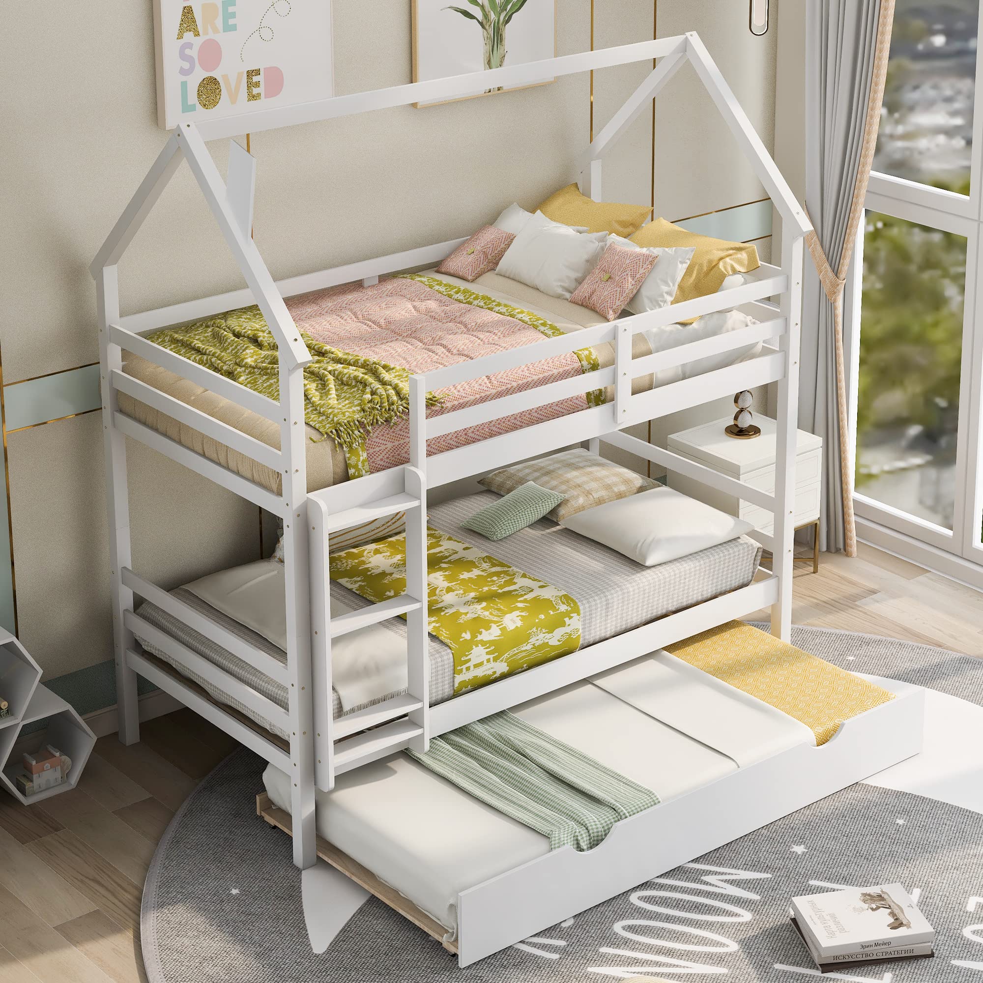 Twin Size Bed Frame for Bedroom Twin Over Twin House Bunk Bed