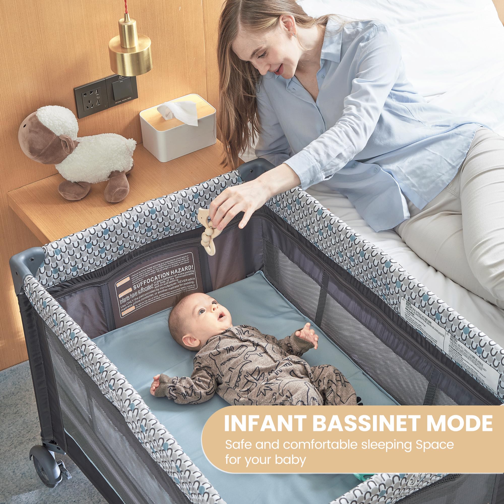 5-in-1 Pack and Play with Bassinet and Changing Table