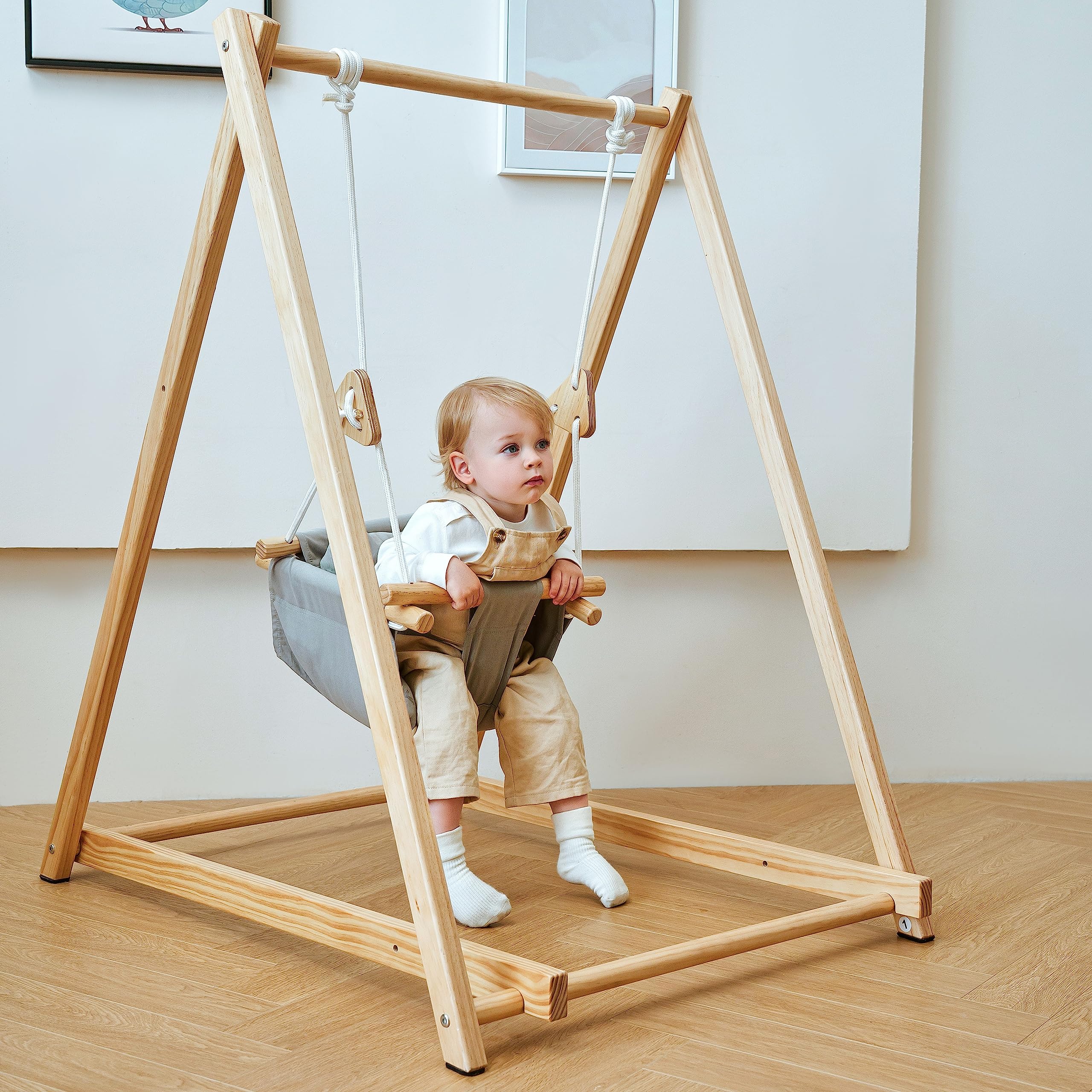 Foldable Indoor Toddler Swing Set with Stand