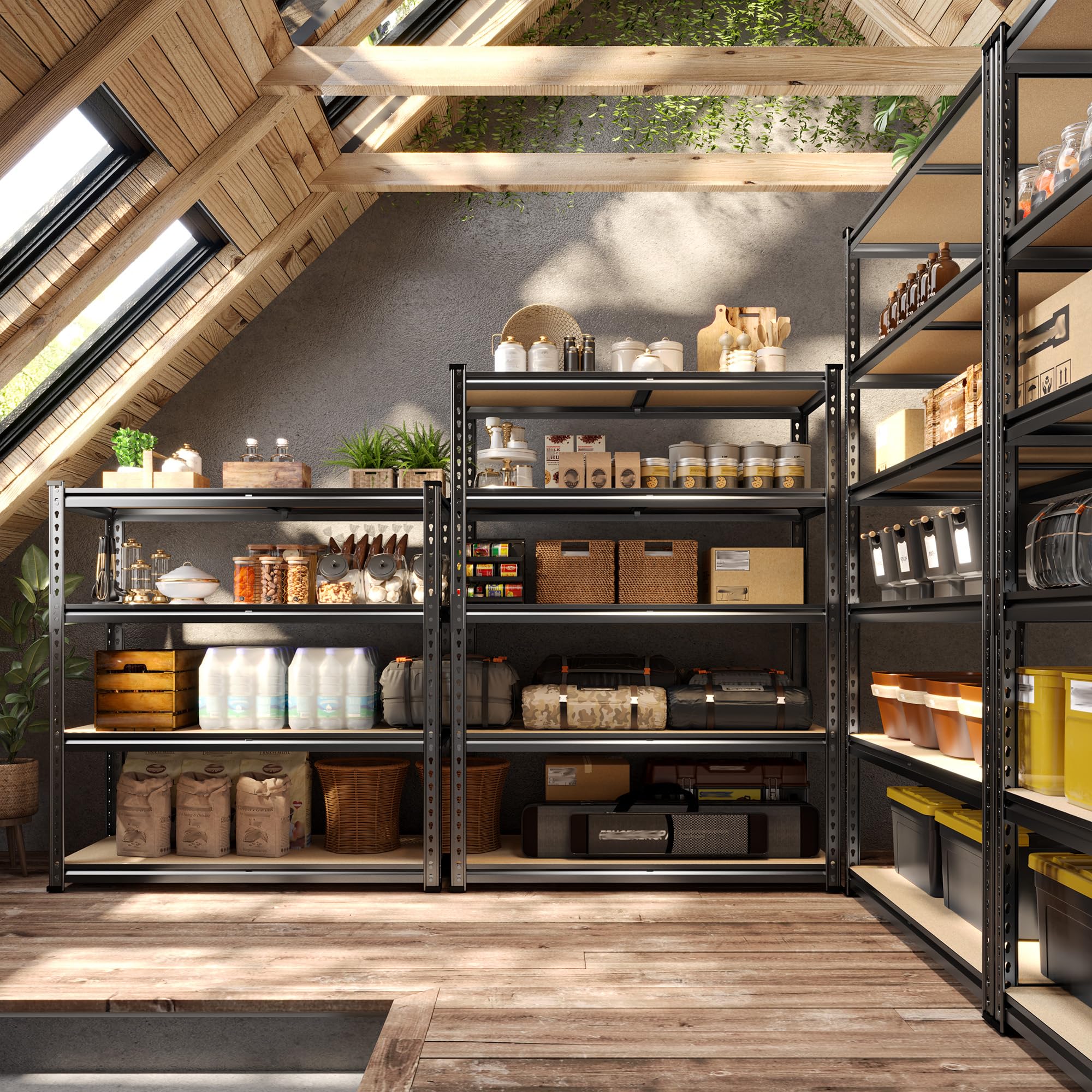 72" H Garage Shelving, 5 Tier Storage Shelves Load 2500 lbs