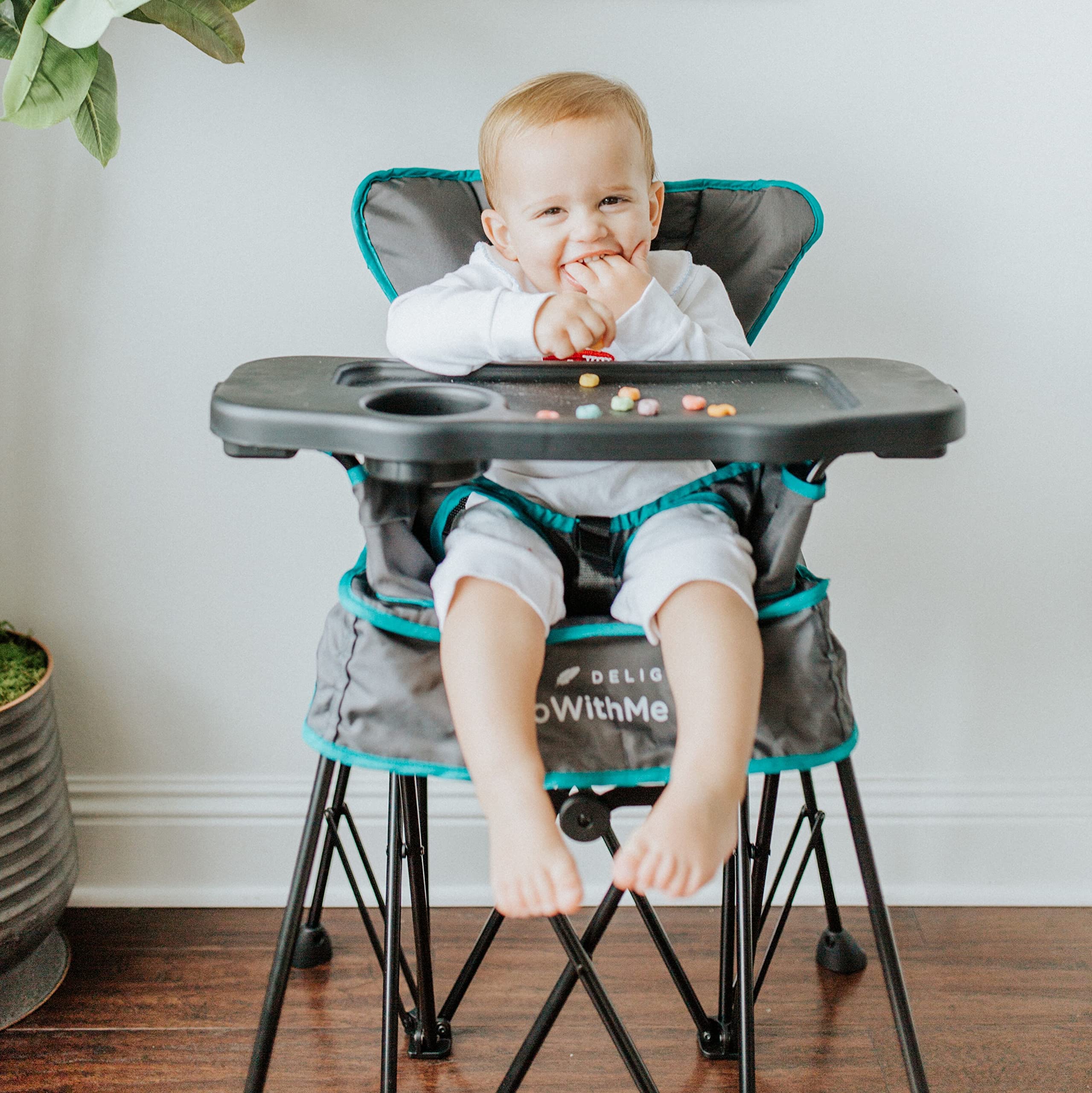 Baby Delight Go with Me Uplift Deluxe Portable High Chair, Indoor and Outdoor,Slate Grey