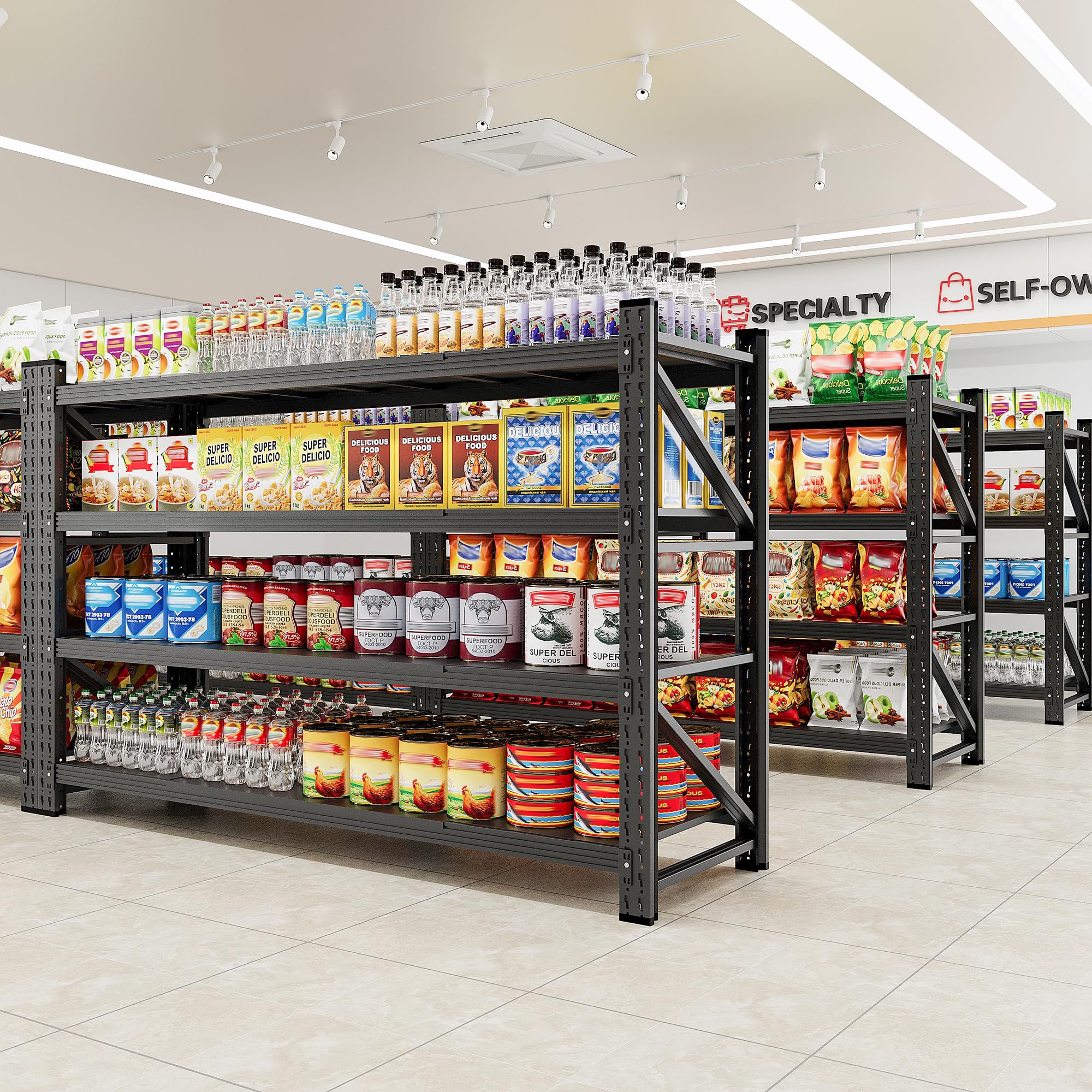 5000LBS Storage Shelves, 71" W Heavy Duty Garage Shelving Unit